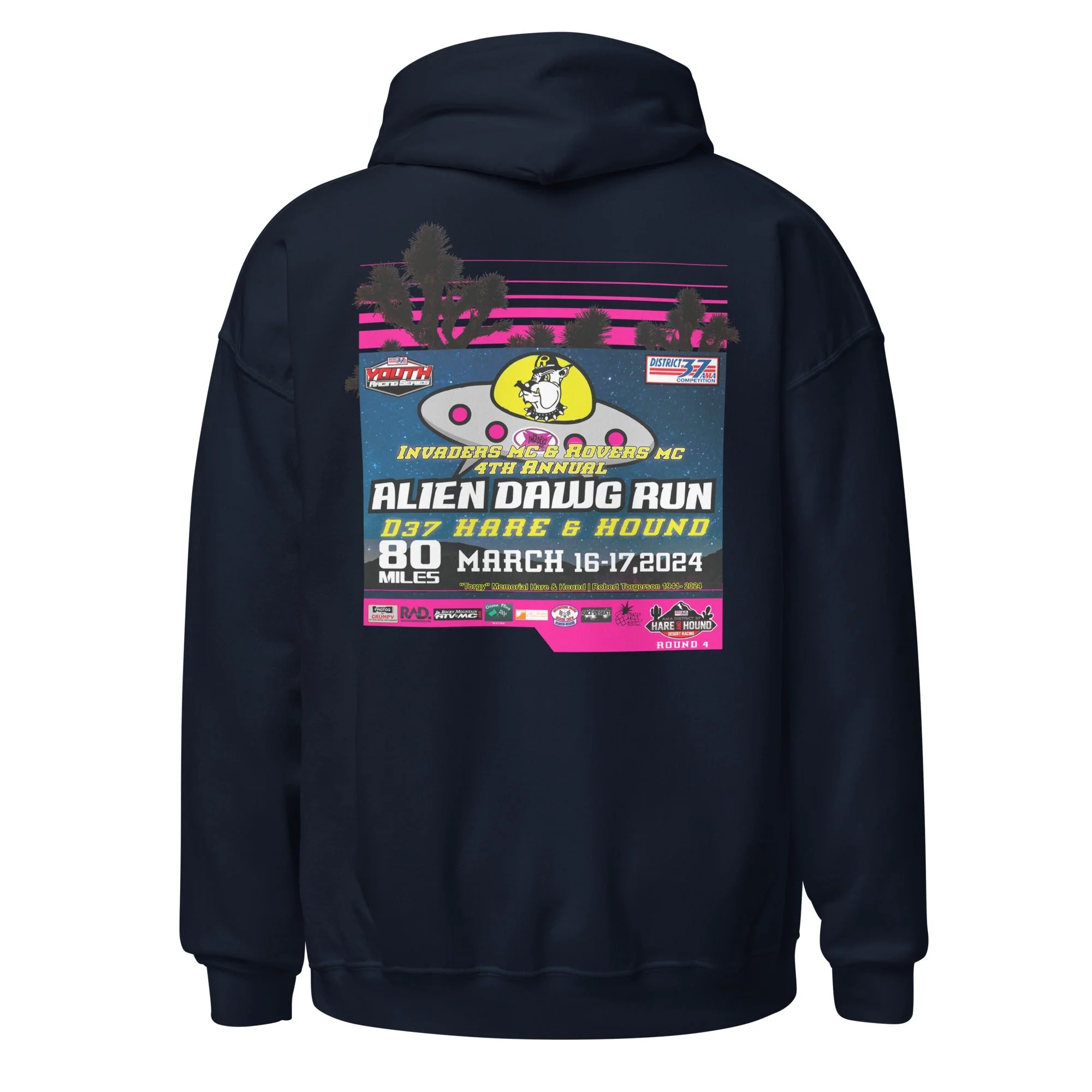 2024 Alien Dawg Run - Rovers MC & Invaders MC Hare & Hound Event Hoodie - Image 3