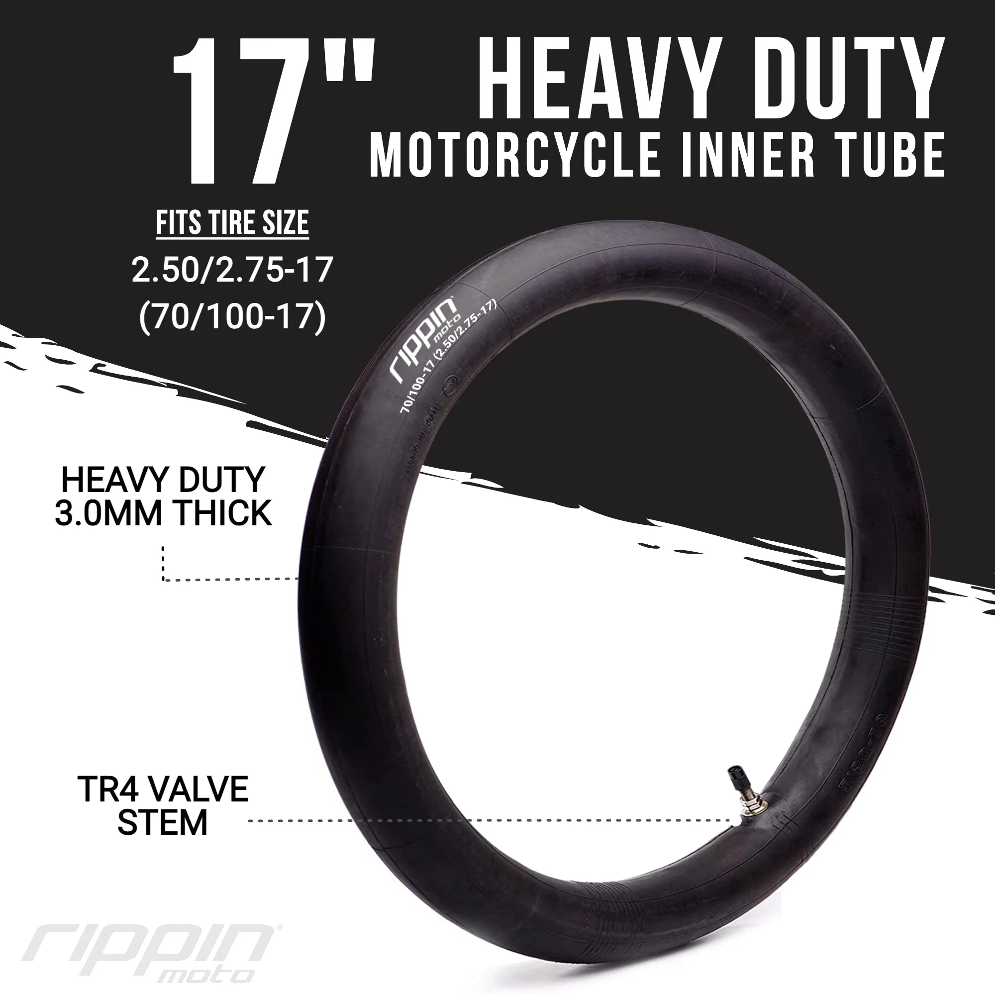 70/100-17 (2.50/2.75-17) Heavy Duty 17" Motorcycle Inner Tube - 3mm Thick - Image 2