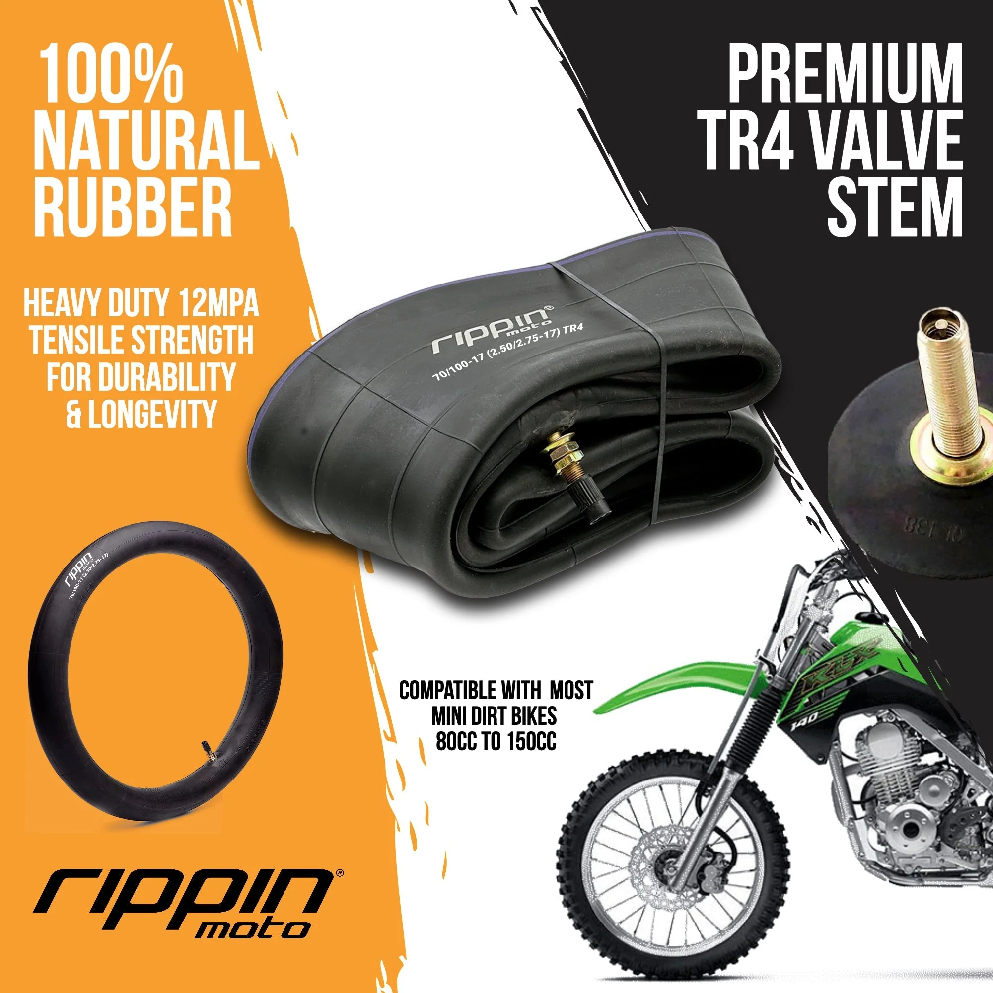 70/100-17 (2.50/2.75-17) Heavy Duty 17" Motorcycle Inner Tube - 3mm Thick - Image 3