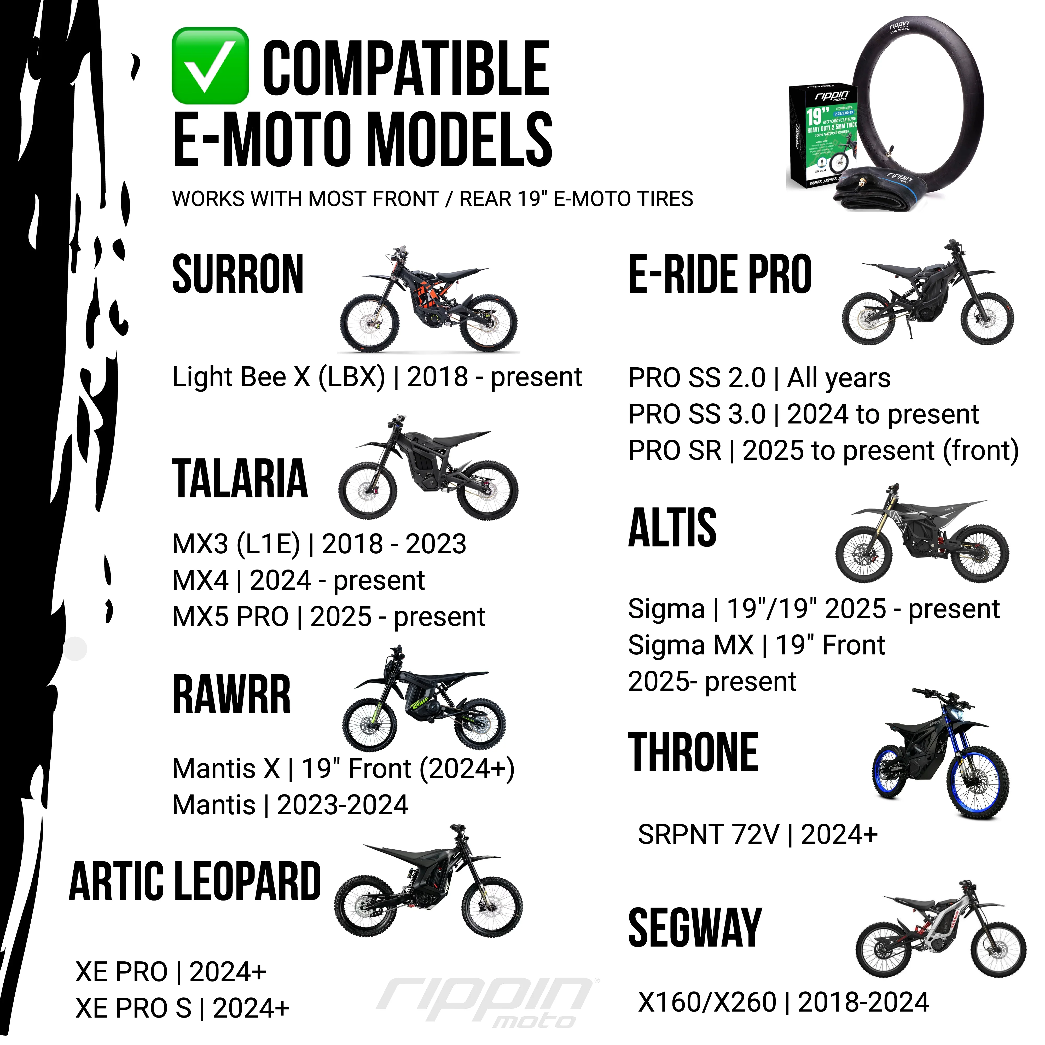 70/100-19 E-Moto Motorcycle Inner Tube (2.75/3.00-19) for Surron, E-Ride PRO & Talaria - Image 3