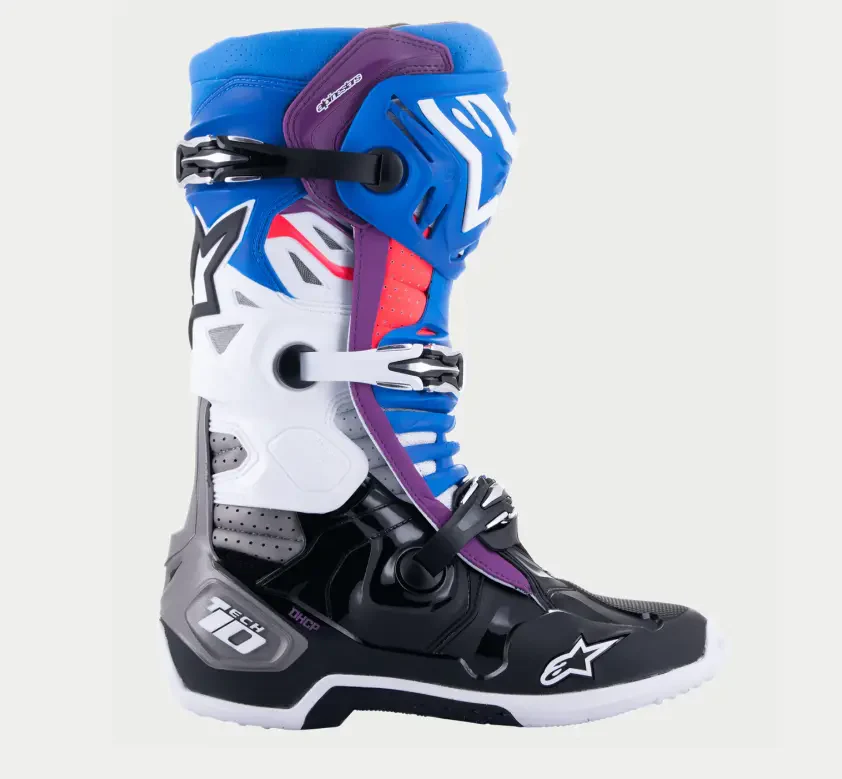 Alpinestars Tech 10 Supervented Black/Enamel Blue/Purple/White Boots - Image 2