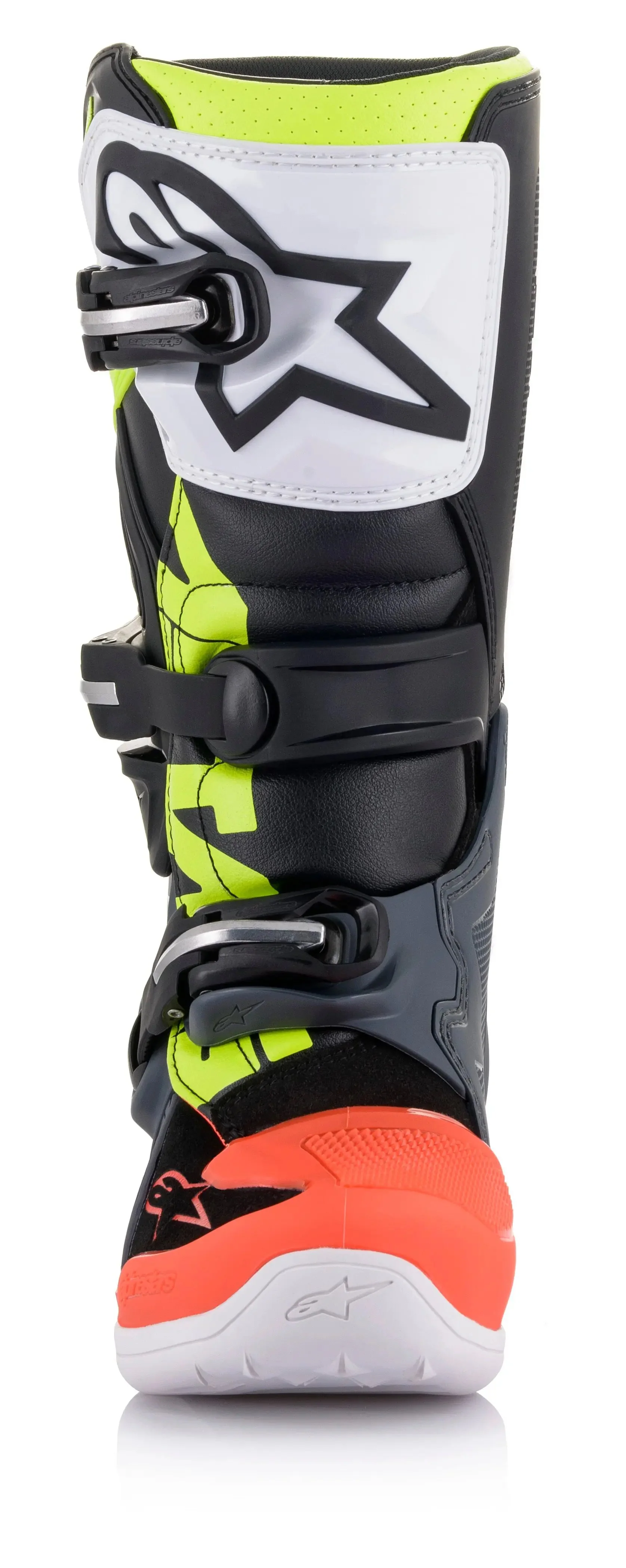 Alpinestars Youth Tech 7s Dark Grey/ Red Fluo/Yellow Fluo Boots - Image 2