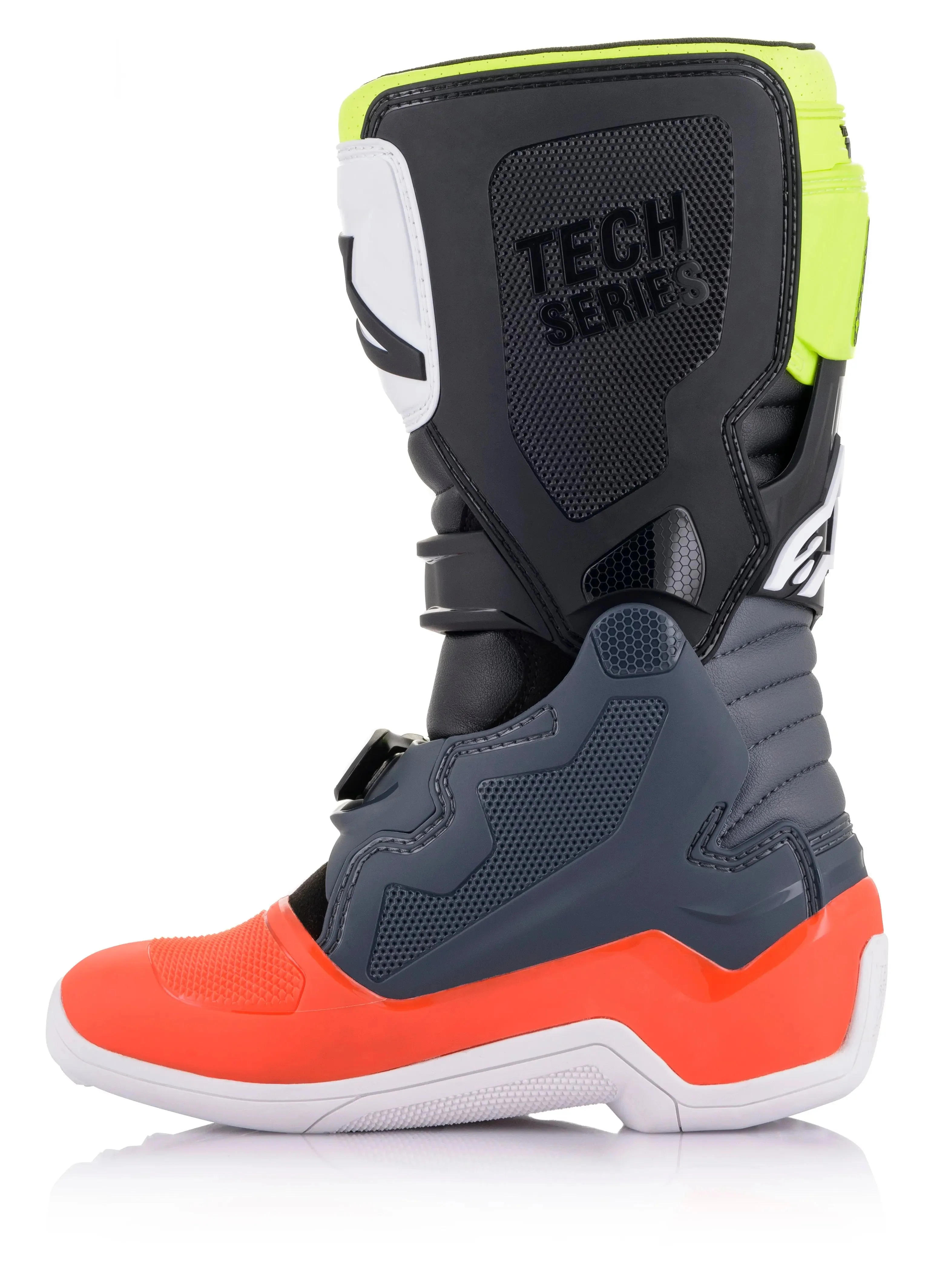 Alpinestars Youth Tech 7s Dark Grey/ Red Fluo/Yellow Fluo Boots - Image 3