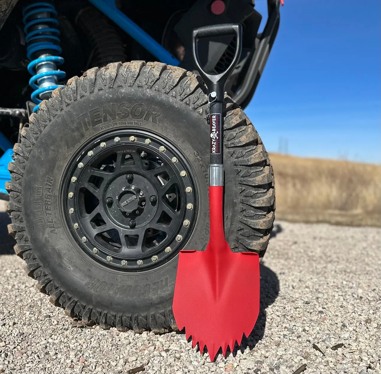 ATV / UTV Krazy Beaver Shorty Shovel (Textured Red Head / Black Handle) - Image 2