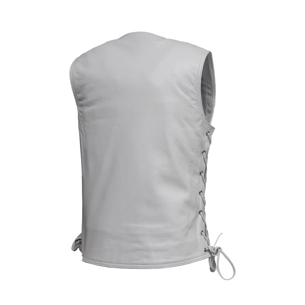 Beryl - Women's Motorcycle Leather Vest - White - Image 2