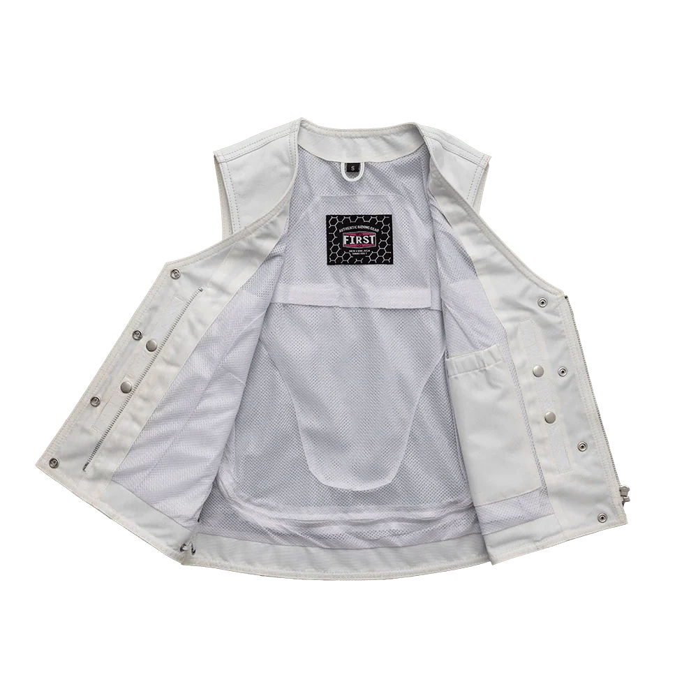 Beryl - Women's Motorcycle Leather Vest - White - Image 4