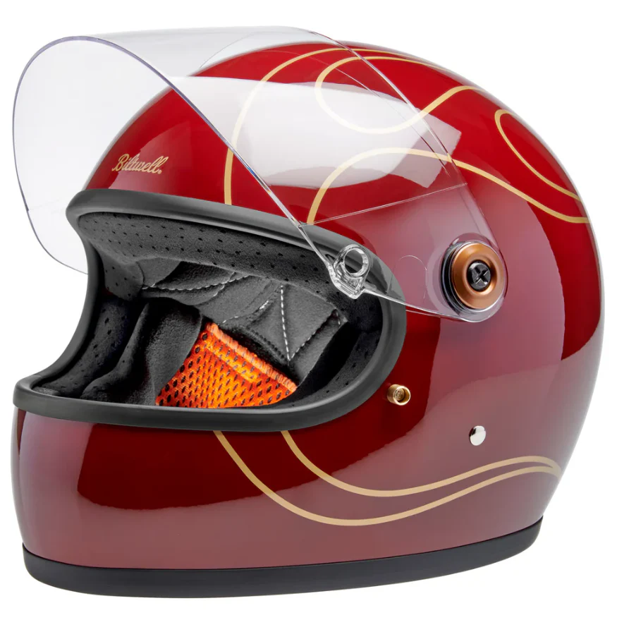 Biltwell Gringo S Helmet - Gloss Garnet Red Flames - Image 3