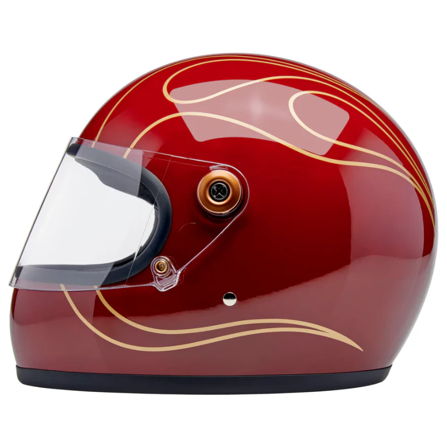 Biltwell Gringo S Helmet - Gloss Garnet Red Flames - Image 5