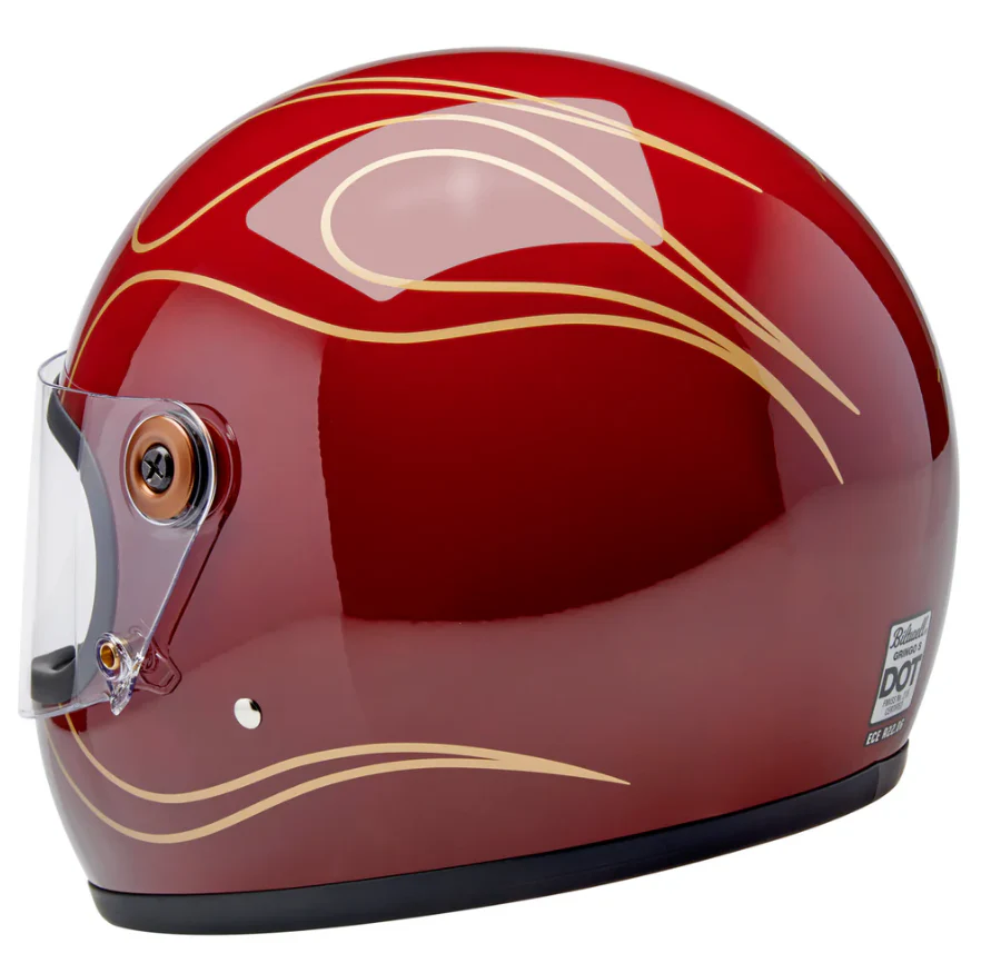 Biltwell Gringo S Helmet - Gloss Garnet Red Flames - Image 6