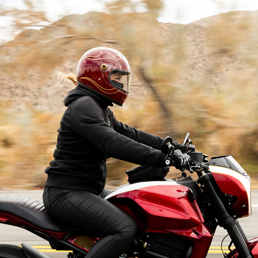 Biltwell Gringo S Helmet - Gloss Garnet Red Flames - Image 8