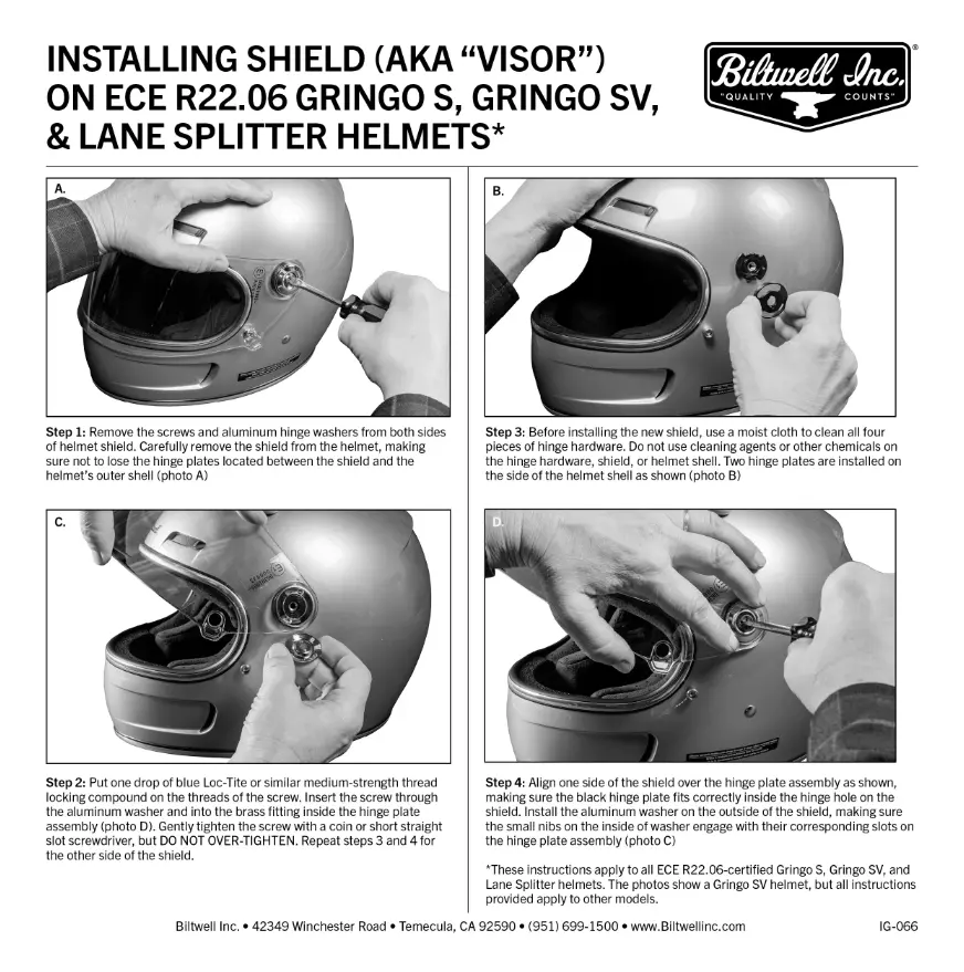 Biltwell Gringo S / SV Flat Shield - Anti Fog - R22.06 - Image 8