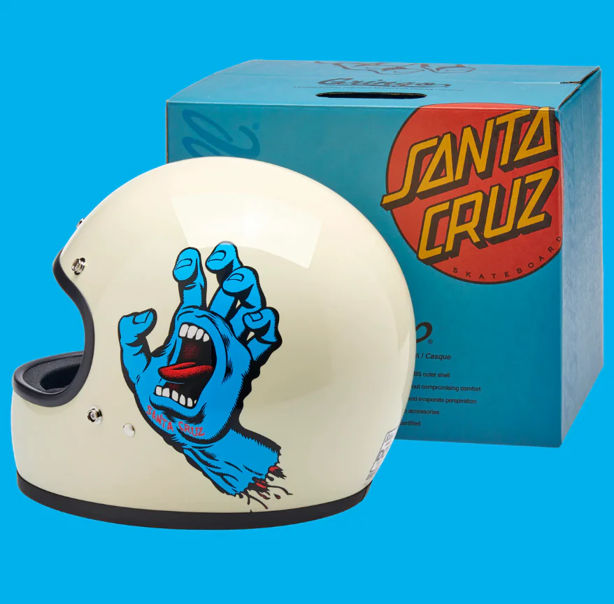 Biltwell Gringo Santa Cruz Collab - Gloss Vintage White Helmet - Image 3