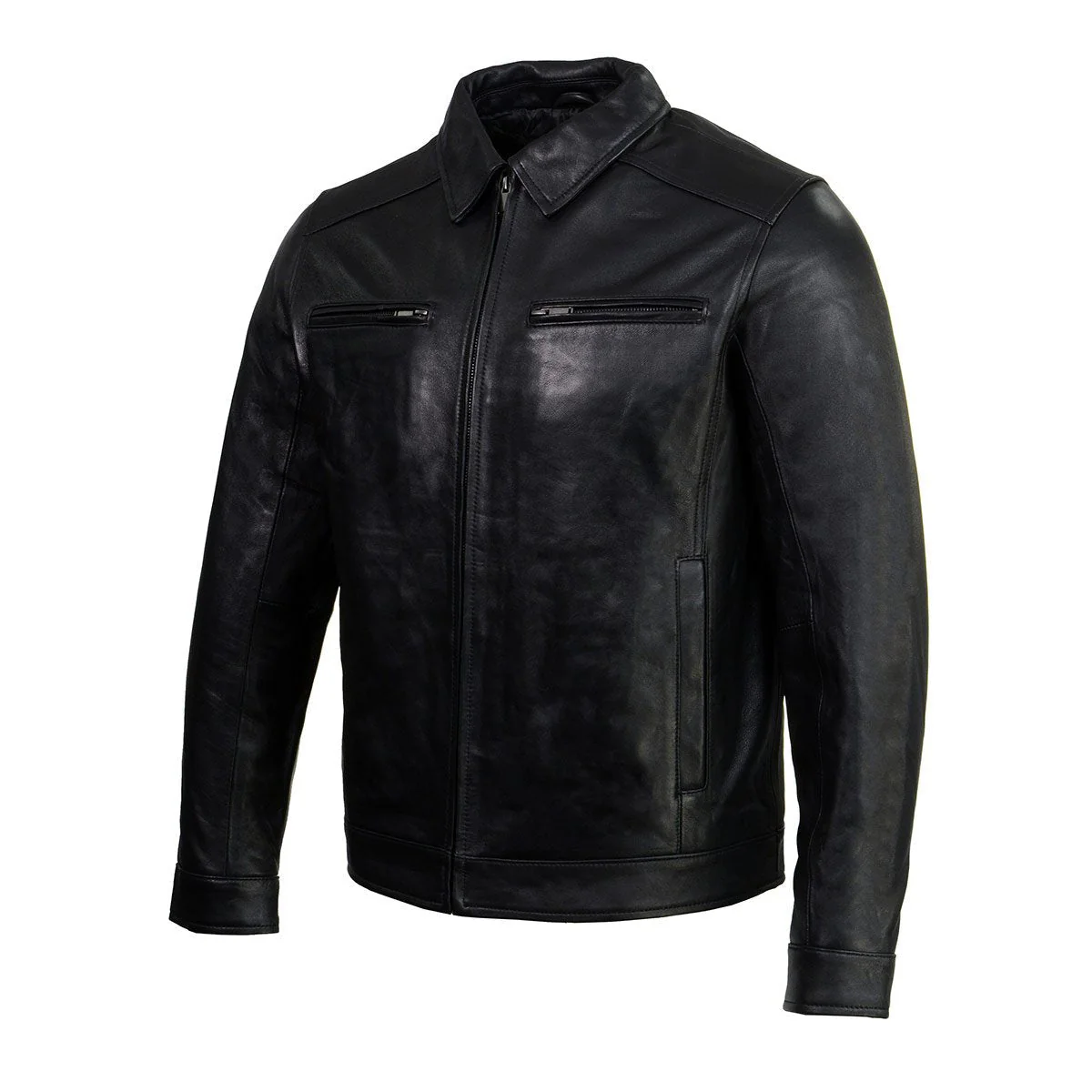 Boston Harbour 1.0 Men's Black New Zealand Lamb Leather Fashion Car Coat Jacket SFM1899 - Image 7