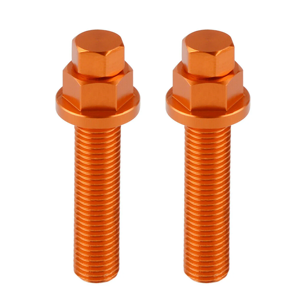 Chain Tensioner Bolt Set for KTM M10x50 - Billet Aluminum Orange Anodized Chain Tensioner Bolts - Image 3