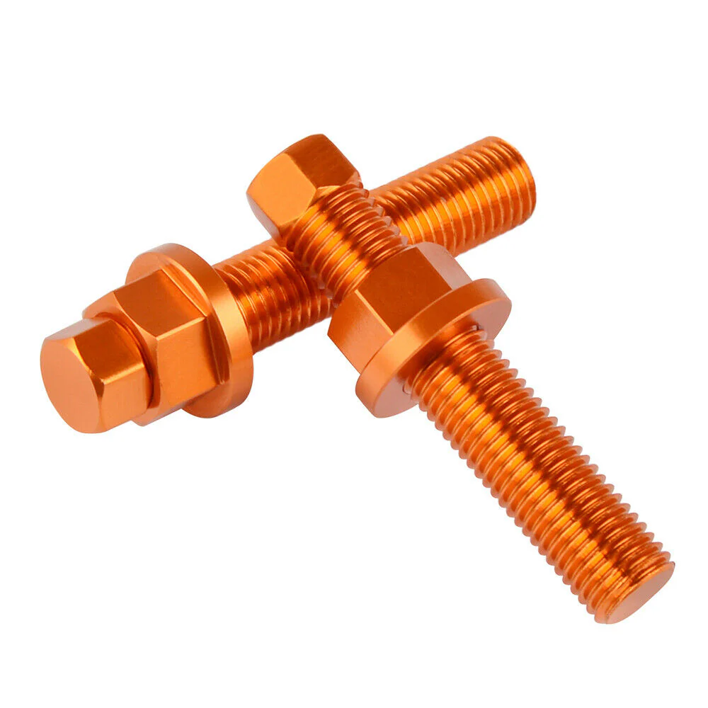 Chain Tensioner Bolt Set for KTM M10x50 - Billet Aluminum Orange Anodized Chain Tensioner Bolts - Image 5