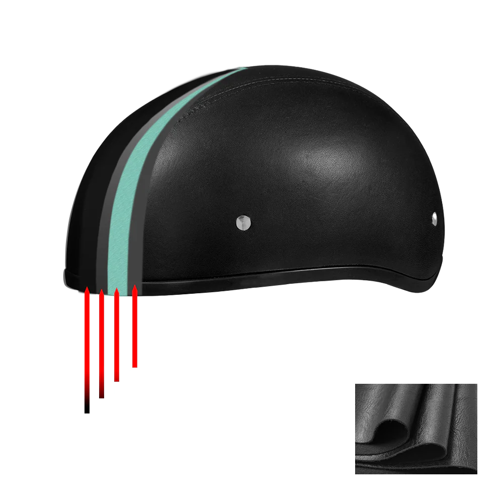 D.O.T. Daytona Skull Cap- Leather Covered - Image 9