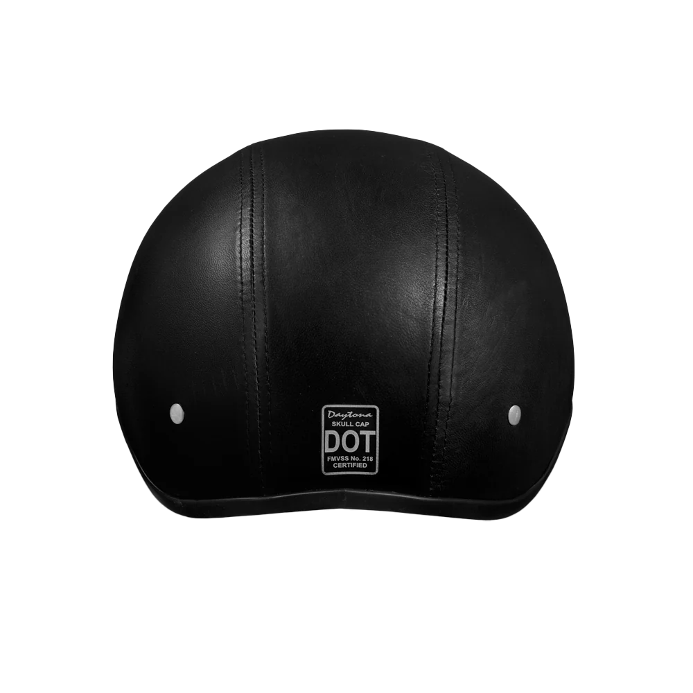 D.O.T. Daytona Skull Cap W/O Visor- Leather Covered - Image 3