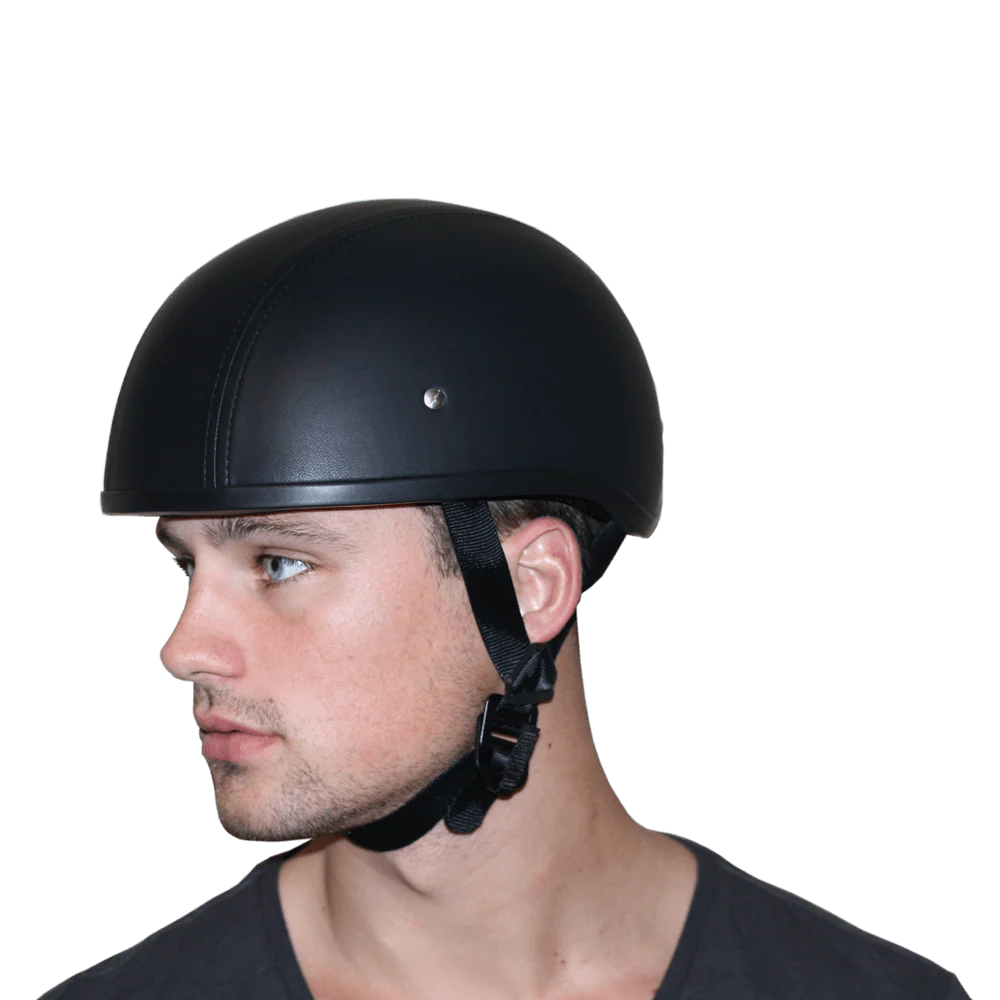 D.O.T. Daytona Skull Cap W/O Visor- Leather Covered - Image 7