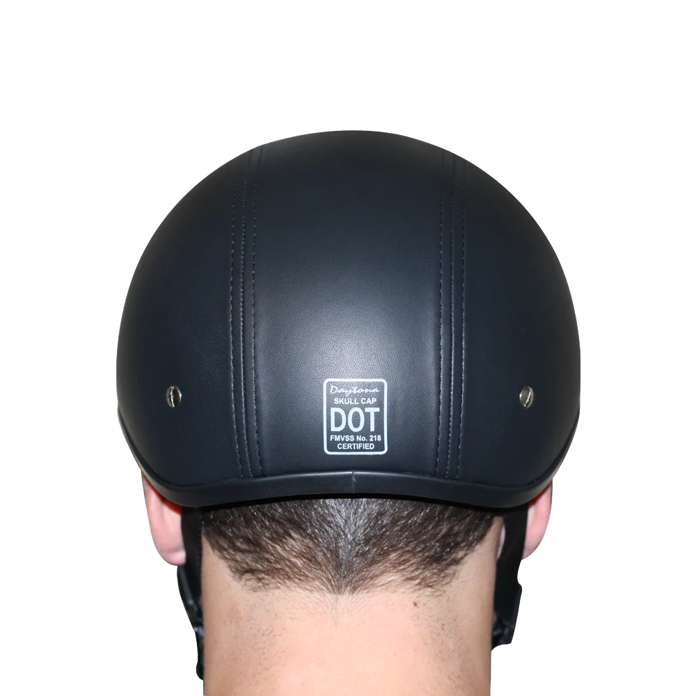 D.O.T. Daytona Skull Cap W/O Visor- Leather Covered - Image 8