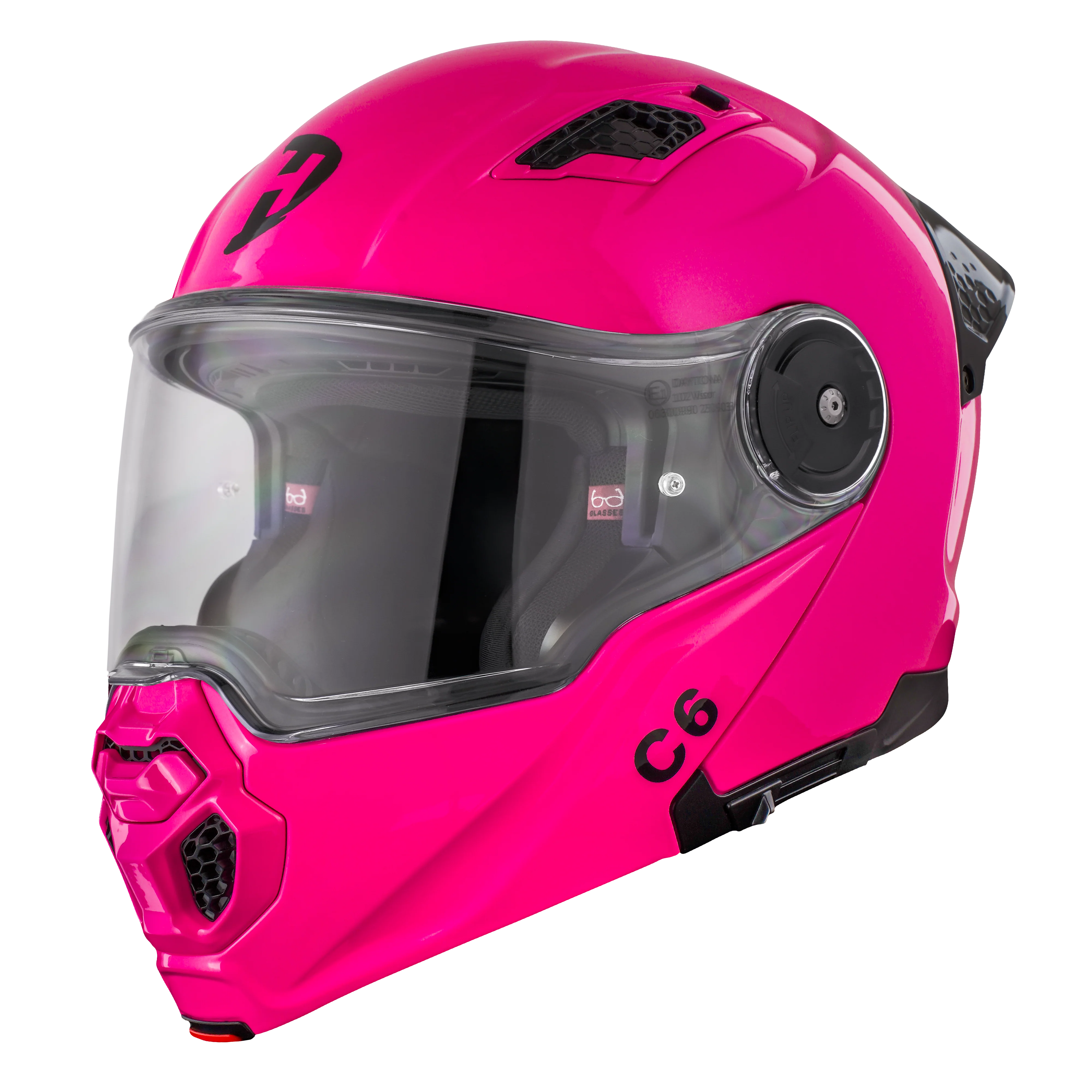D.O.T. & ECE Daytona C6 Helmet - Hi-Gloss Pink - Image 2
