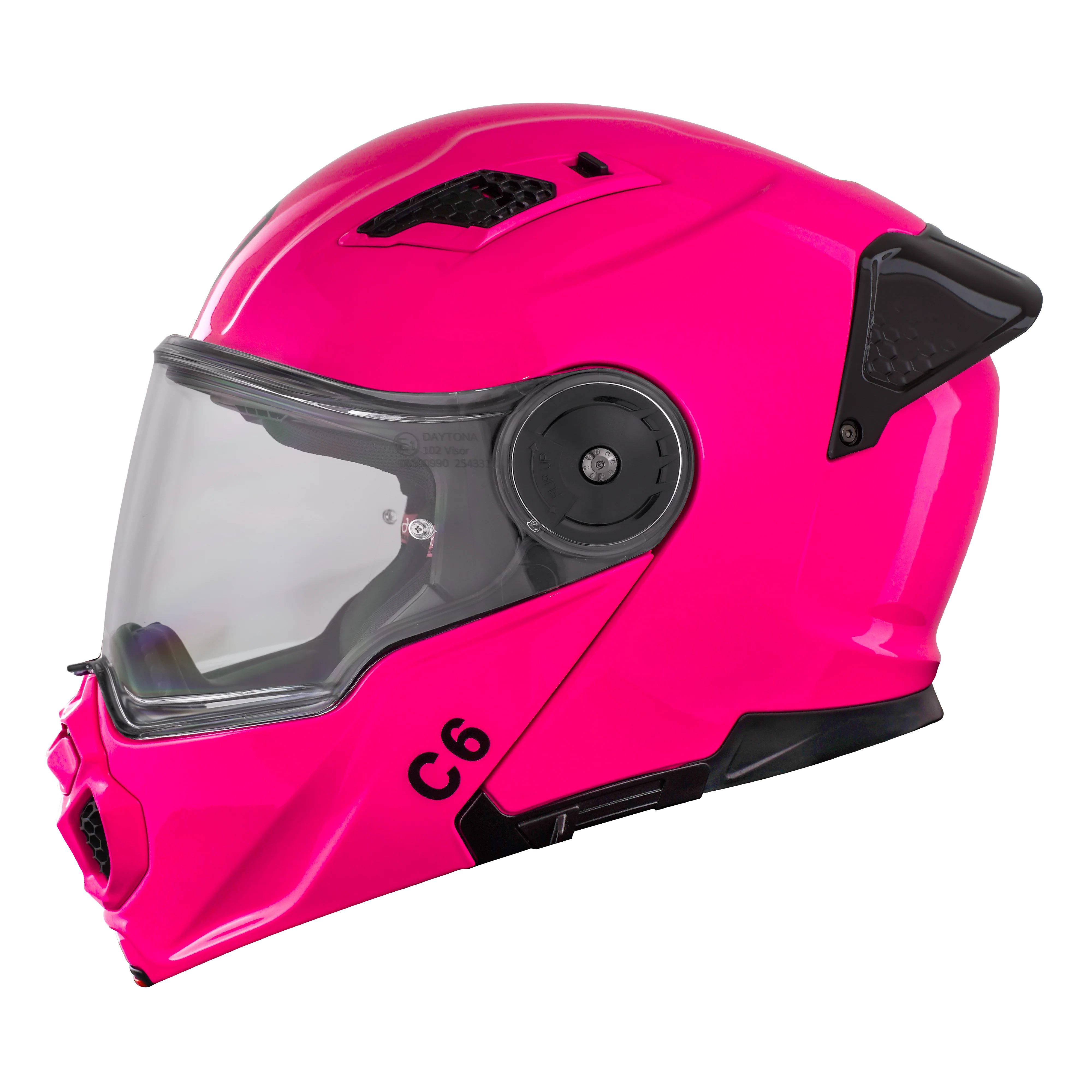 D.O.T. & ECE Daytona C6 Helmet - Hi-Gloss Pink - Image 3