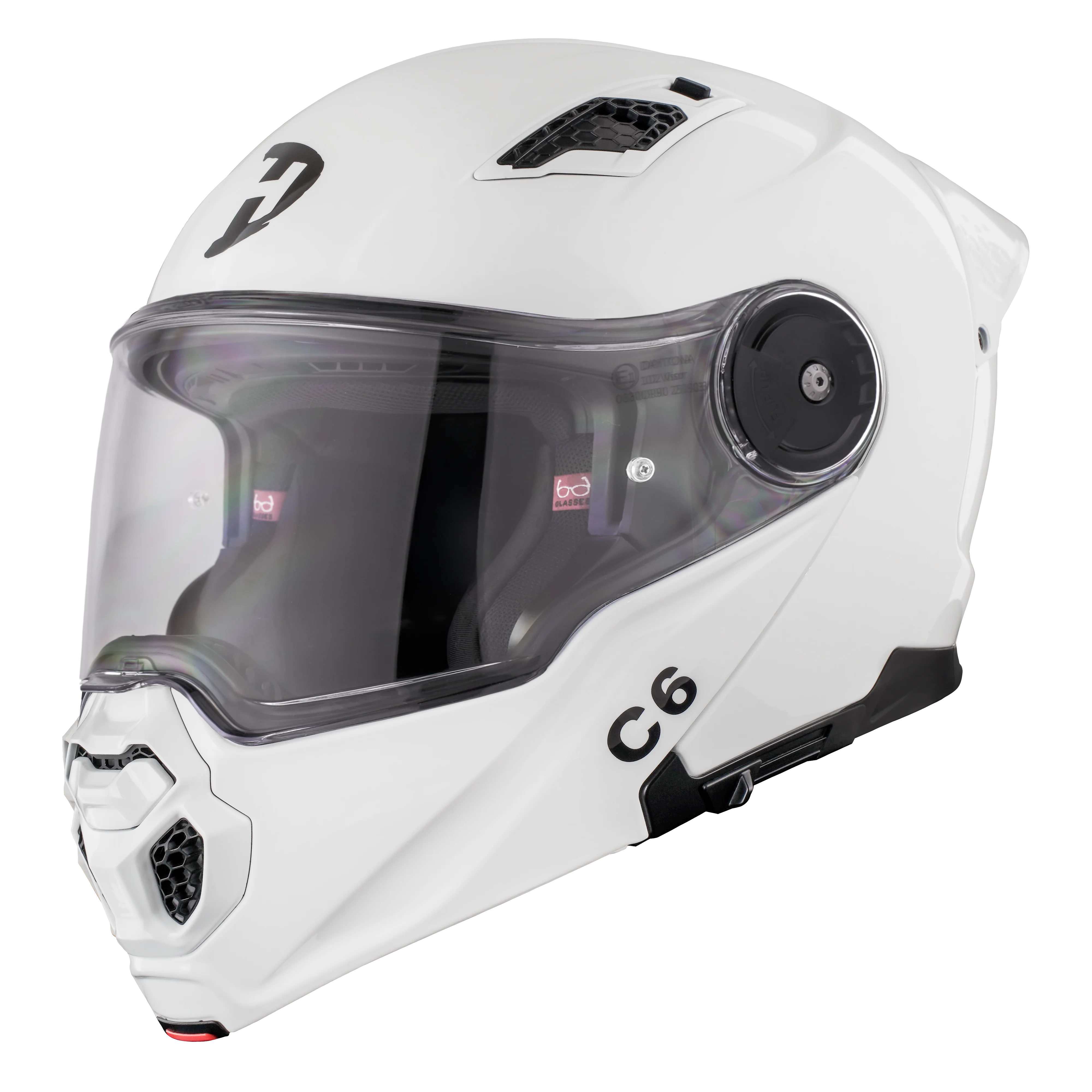 D.O.T. & ECE Daytona C6 Helmet - Hi-Gloss White - Image 2