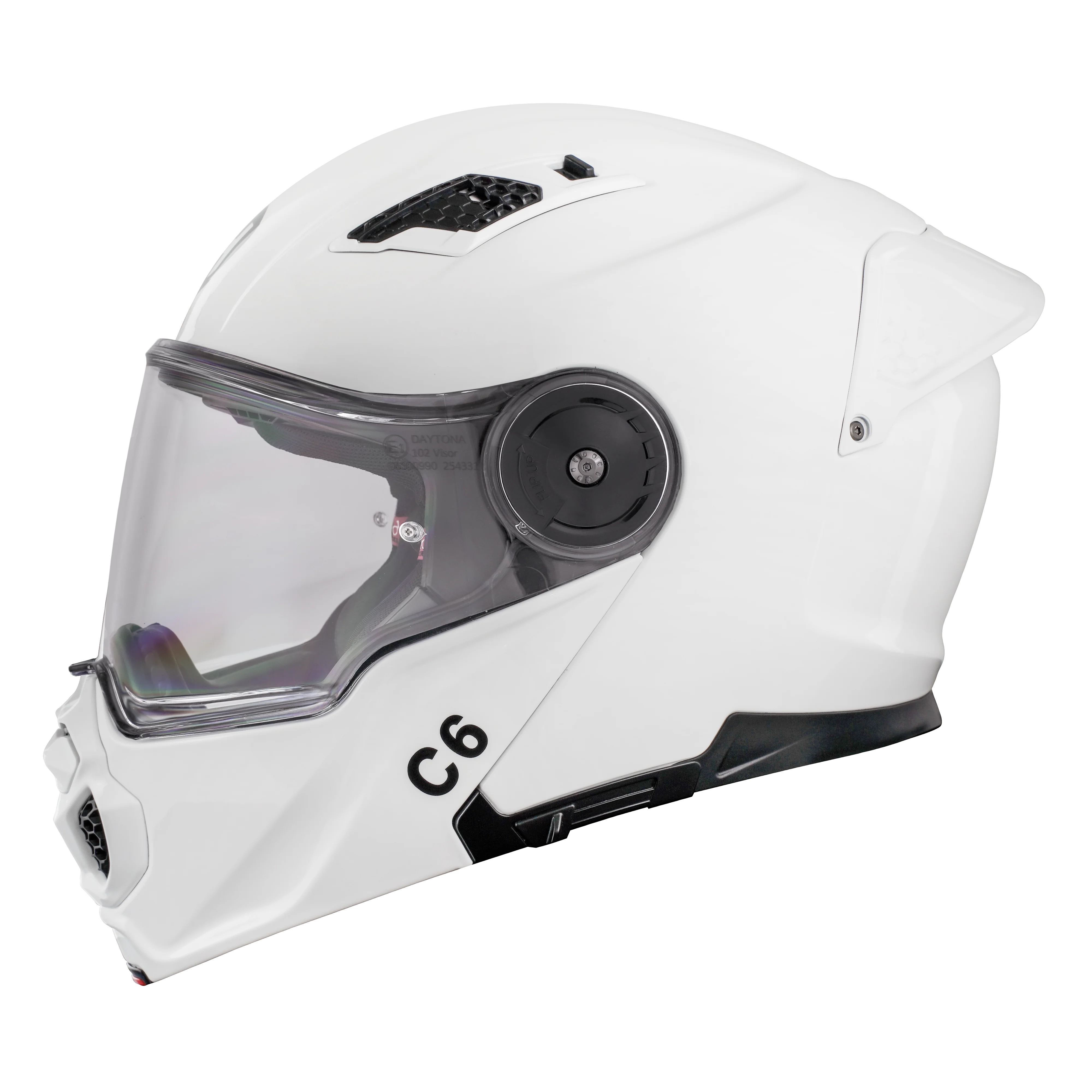 D.O.T. & ECE Daytona C6 Helmet - Hi-Gloss White - Image 3