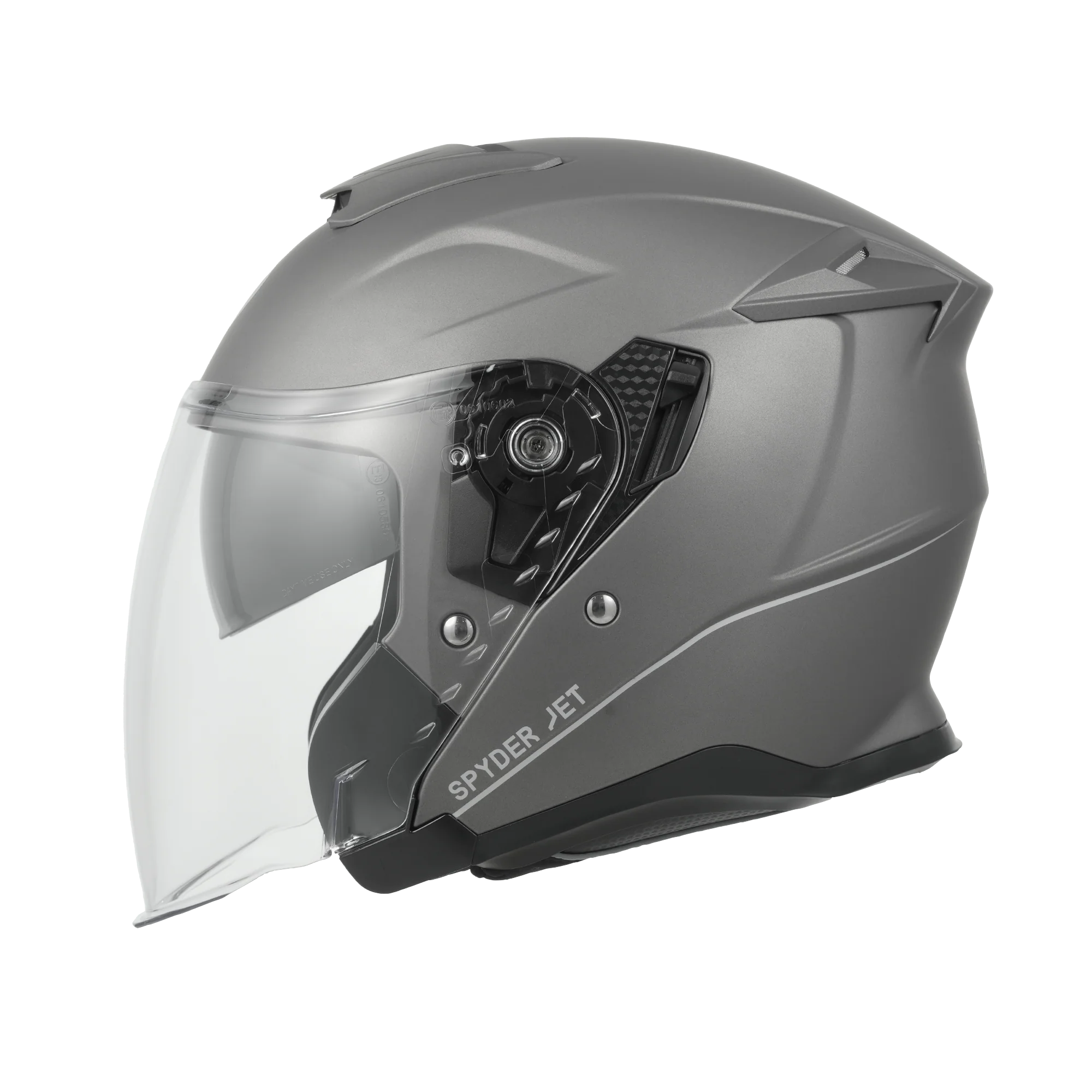D.O.T. & ECE Daytona Spyder Jet Helmet - Gun Metal Grey Dull Metallic - Image 2