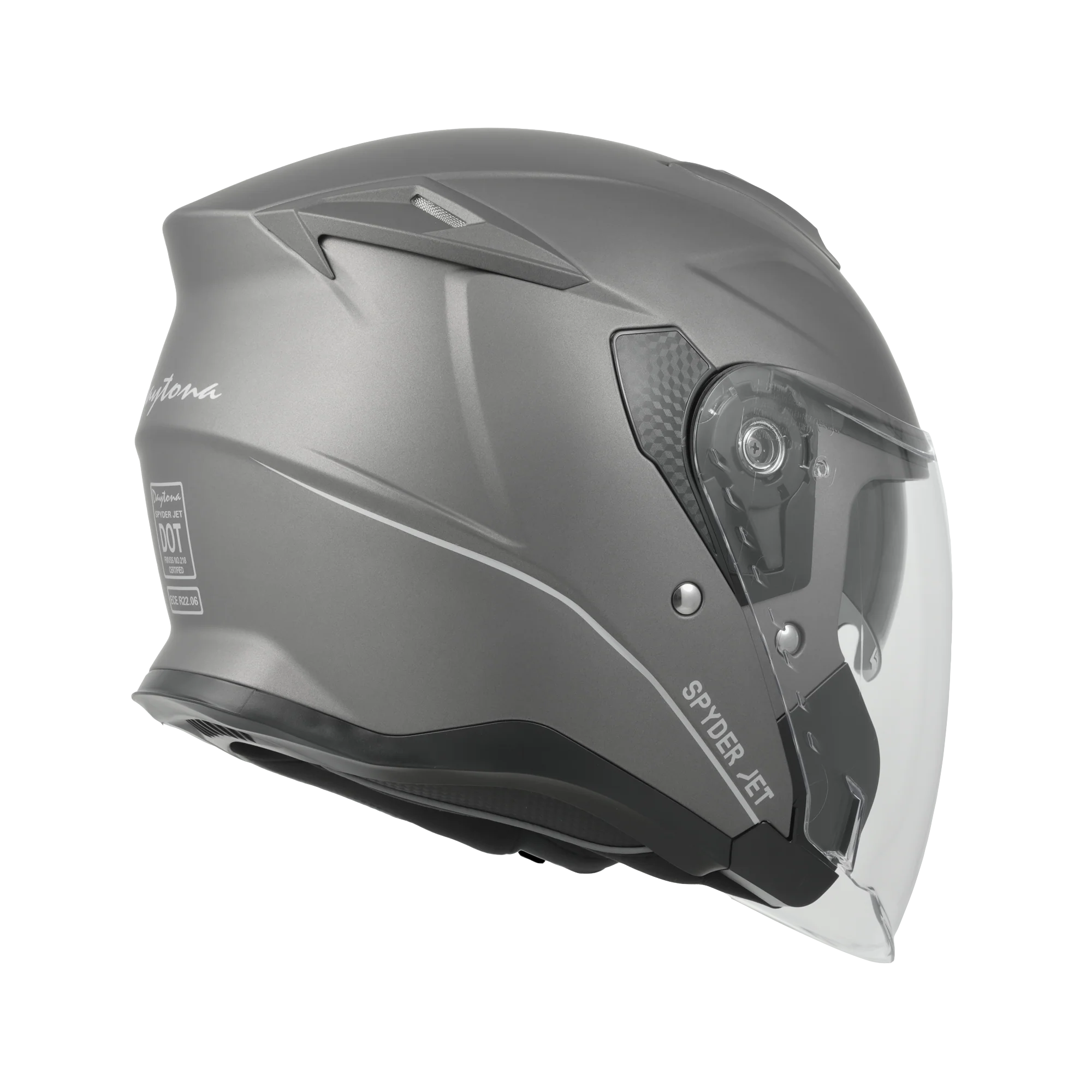 D.O.T. & ECE Daytona Spyder Jet Helmet - Gun Metal Grey Dull Metallic - Image 5