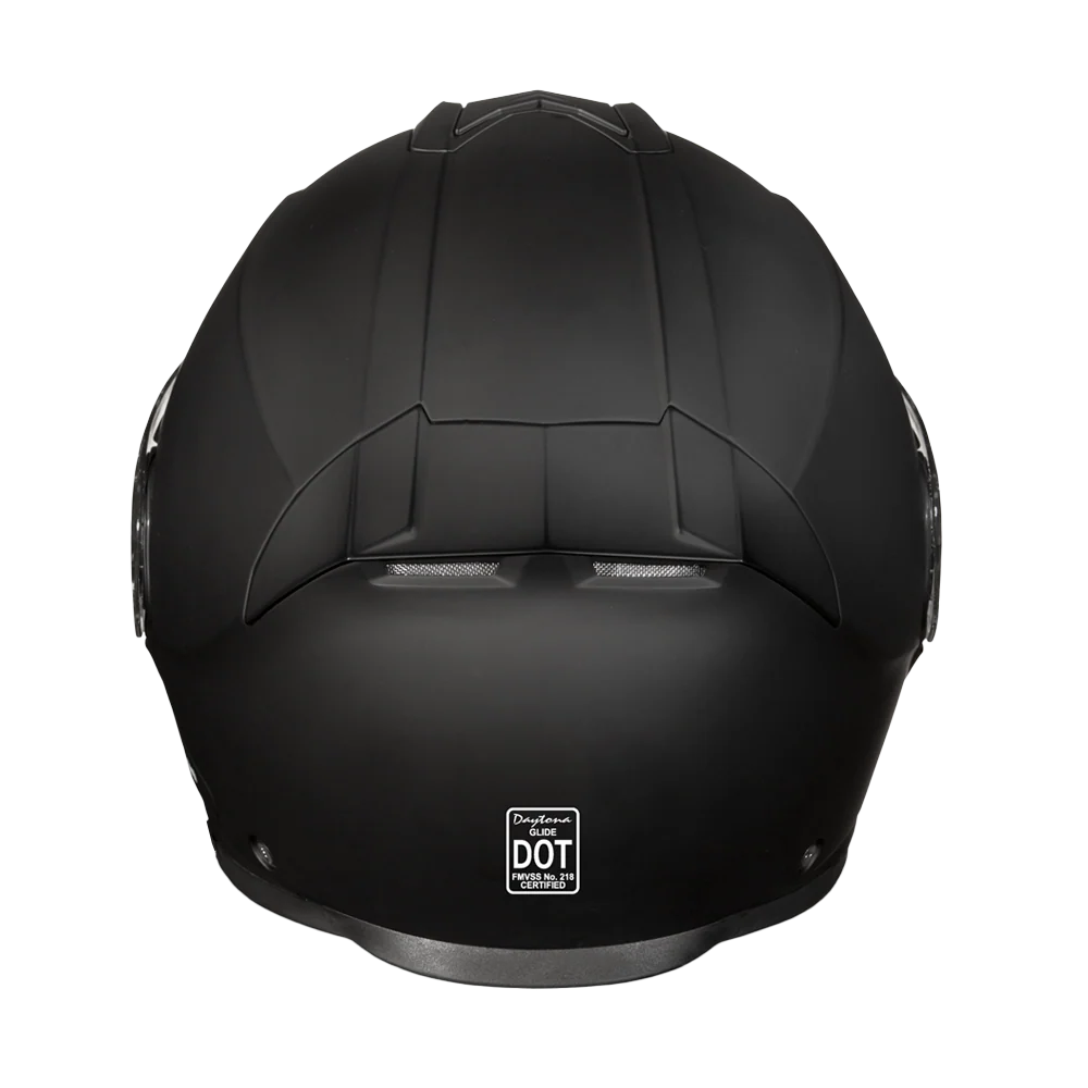Daytona Glide Modular Motorcycle Helmet - DOT Approved, Bluetooth Ready, Dual Visor, Men/Women/Youth - Dull Black - Image 4
