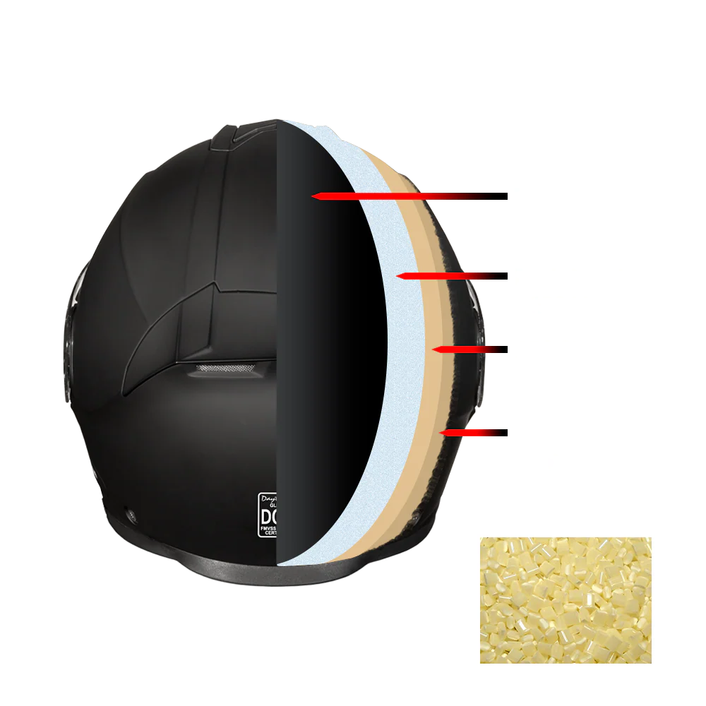 Daytona Glide Modular Motorcycle Helmet - DOT Approved, Bluetooth Ready, Dual Visor, Men/Women/Youth - Dull Black - Image 9