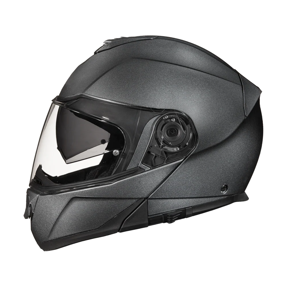 Daytona Glide Modular Motorcycle Helmet - DOT Approved, Bluetooth Ready, Dual Visor, Men/Women/Youth - Gun Metal Grey Metallic - Image 3