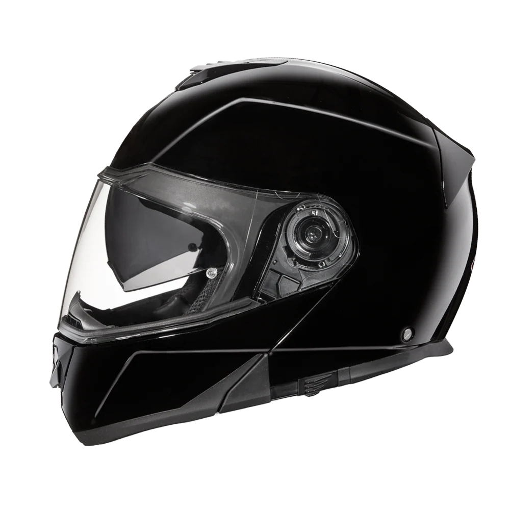 Daytona Glide Modular Motorcycle Helmet - DOT Approved, Bluetooth Ready, Dual Visor, Men/Women/Youth - Hi-Gloss Black - Image 3