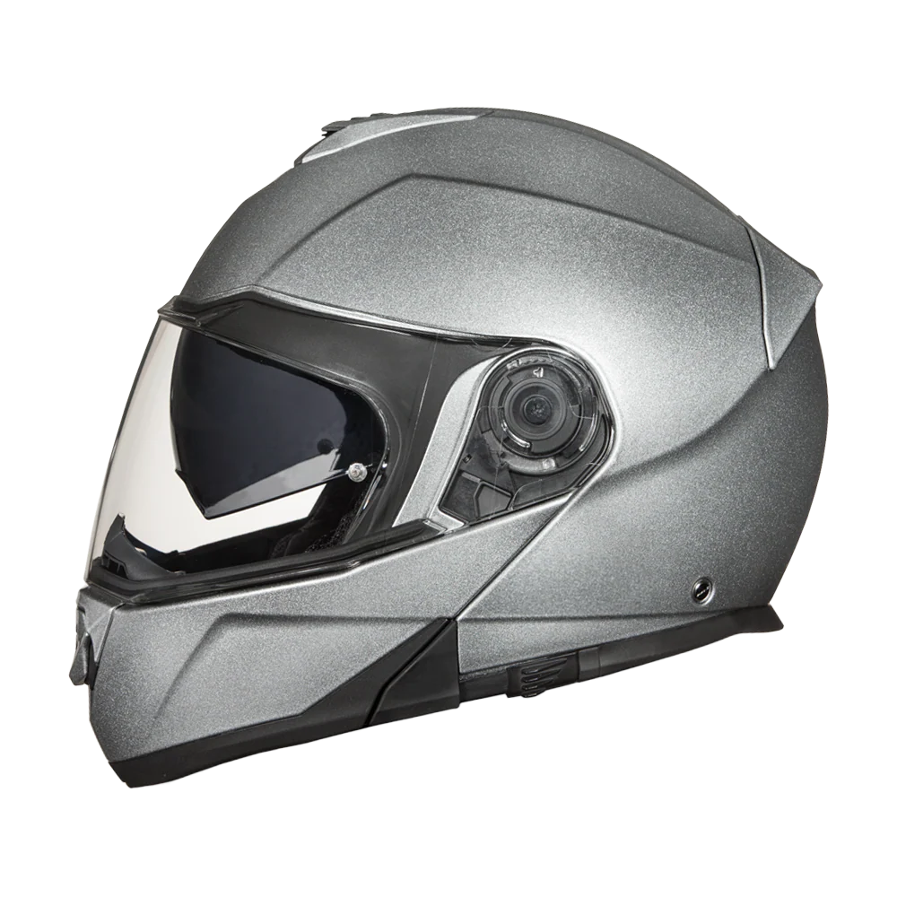 Daytona Glide Modular Motorcycle Helmet - DOT Approved, Bluetooth Ready, Dual Visor, Men/Women/Youth- Silver Metallic - Image 3