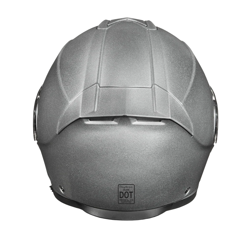 Daytona Glide Modular Motorcycle Helmet - DOT Approved, Bluetooth Ready, Dual Visor, Men/Women/Youth- Silver Metallic - Image 4