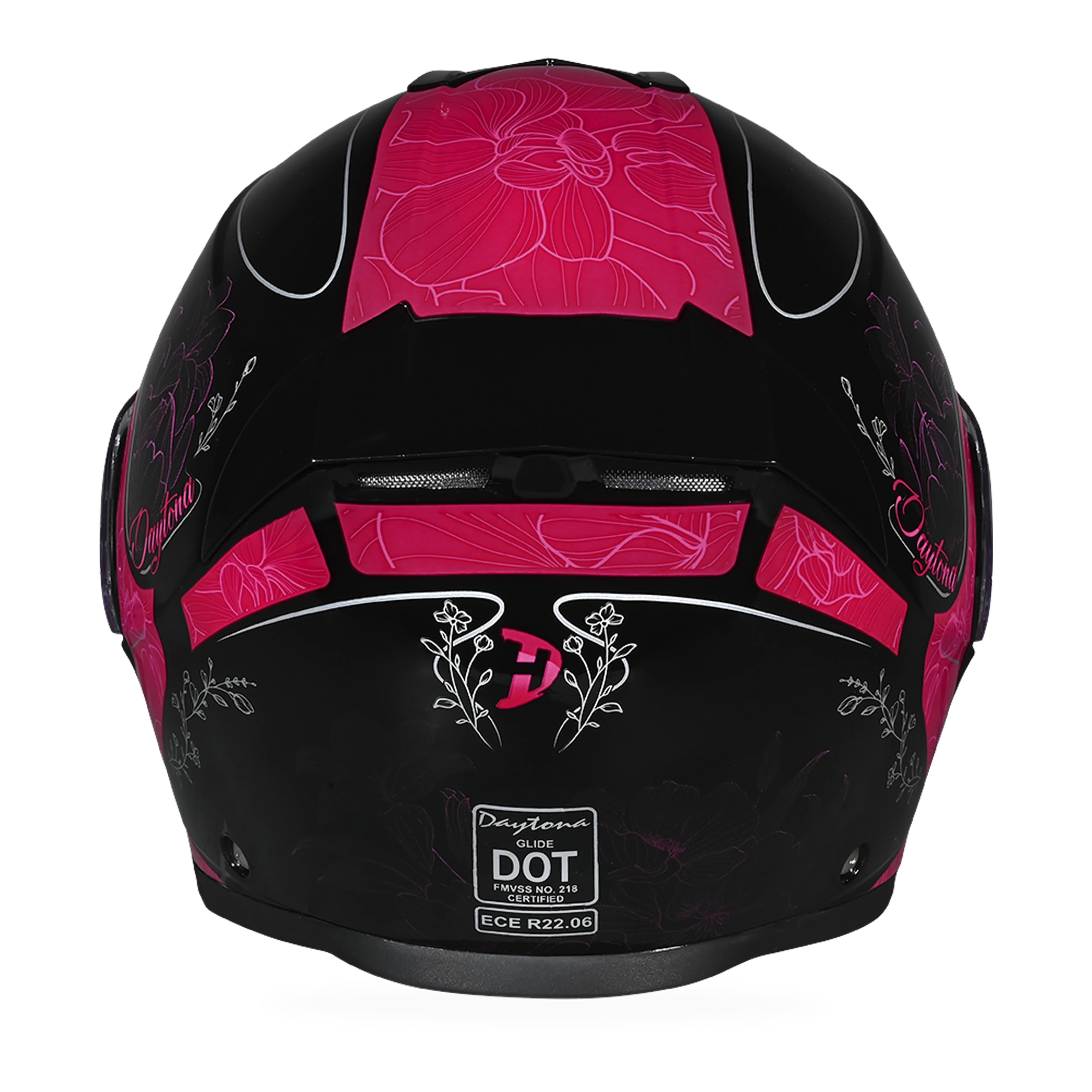Daytona Glide Modular Motorcycle Helmet - DOT Approved, Bluetooth Ready, Dual Visor, Men/Women/Youth - W/ Flowers - Image 4