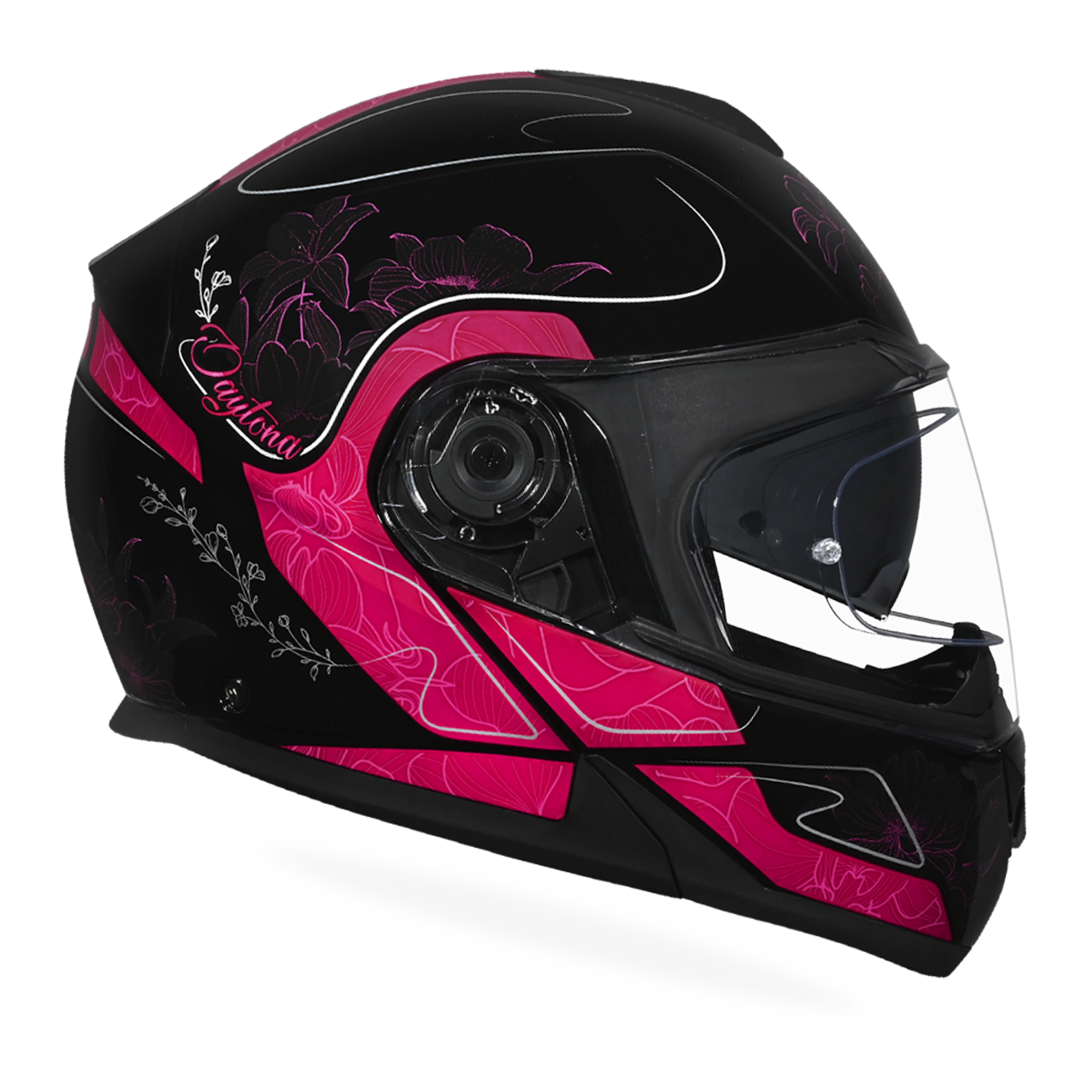 Daytona Glide Modular Motorcycle Helmet - DOT Approved, Bluetooth Ready, Dual Visor, Men/Women/Youth - W/ Flowers - Image 5