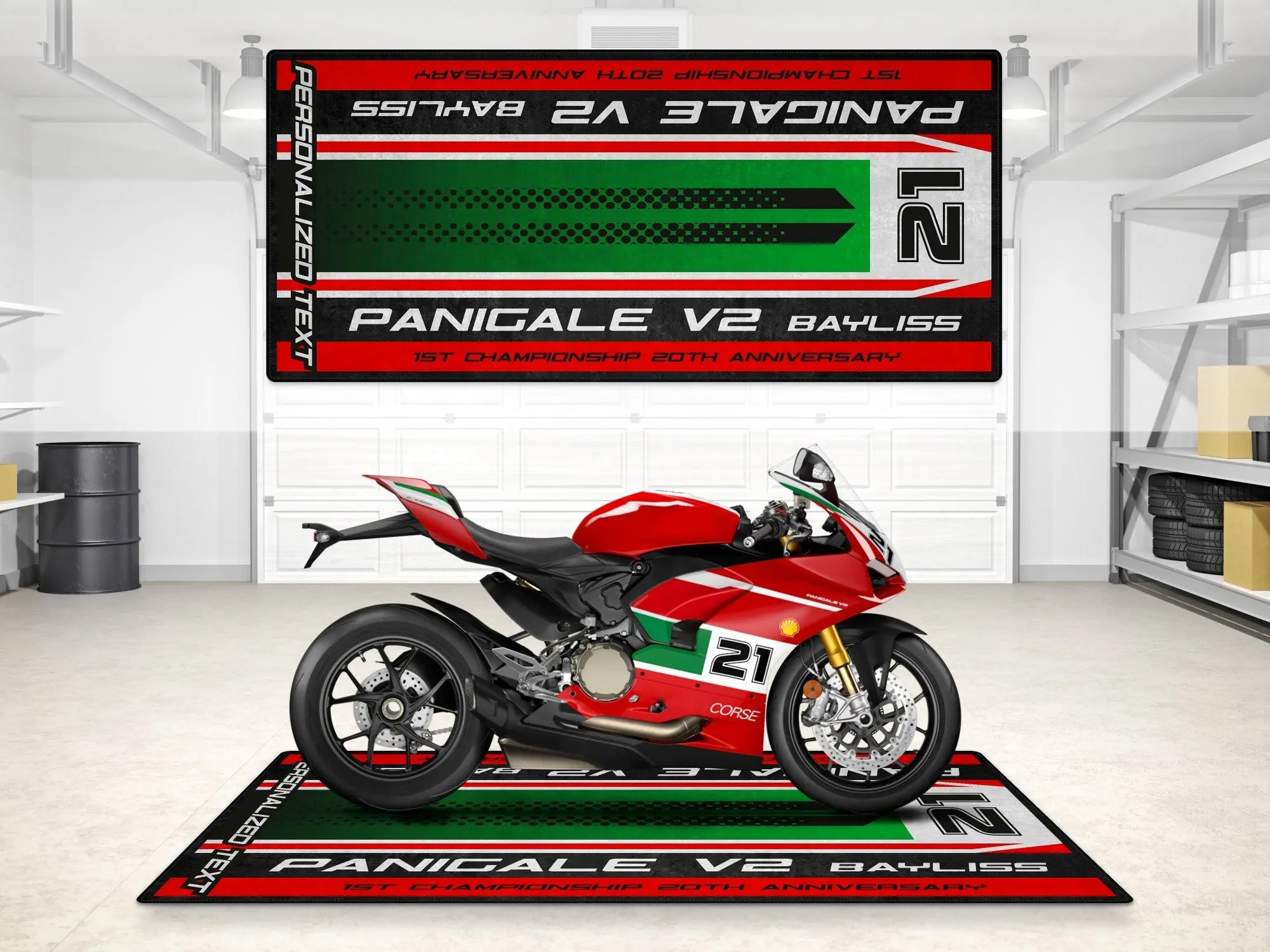 Designed Pit Mat for Ducati Panigale V2 Bayliss 1st Championship 20th Anniversary Motorcycle - MM7193 - Image 3