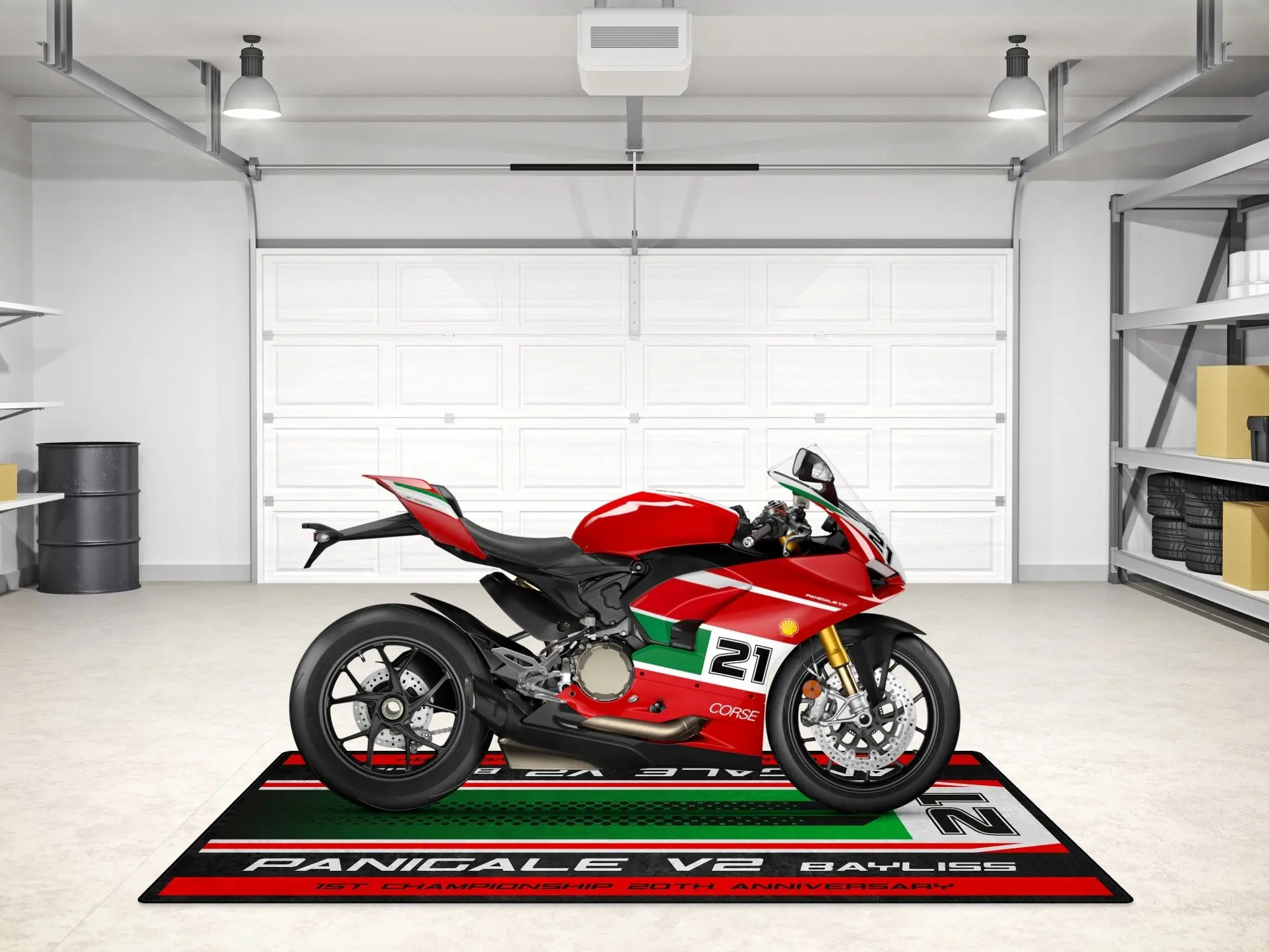 Designed Pit Mat for Ducati Panigale V2 Bayliss 1st Championship 20th Anniversary Motorcycle - MM7193 - Image 5
