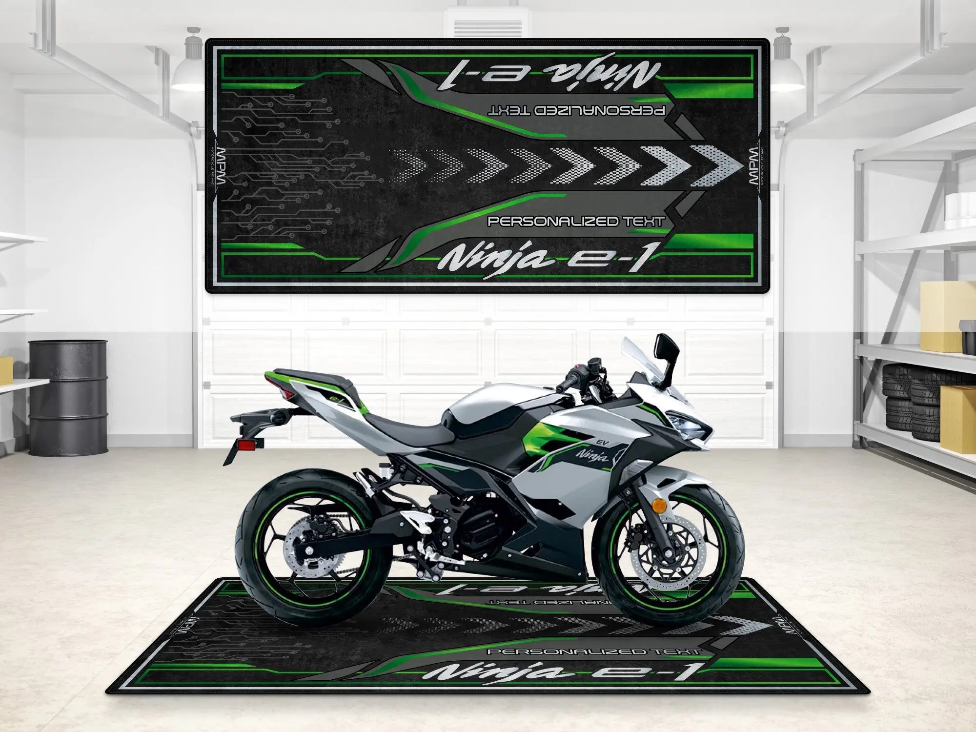 Designed Pit Mat for Kawasaki Ninja e-1 Motorcycle - MM7385 - Image 3