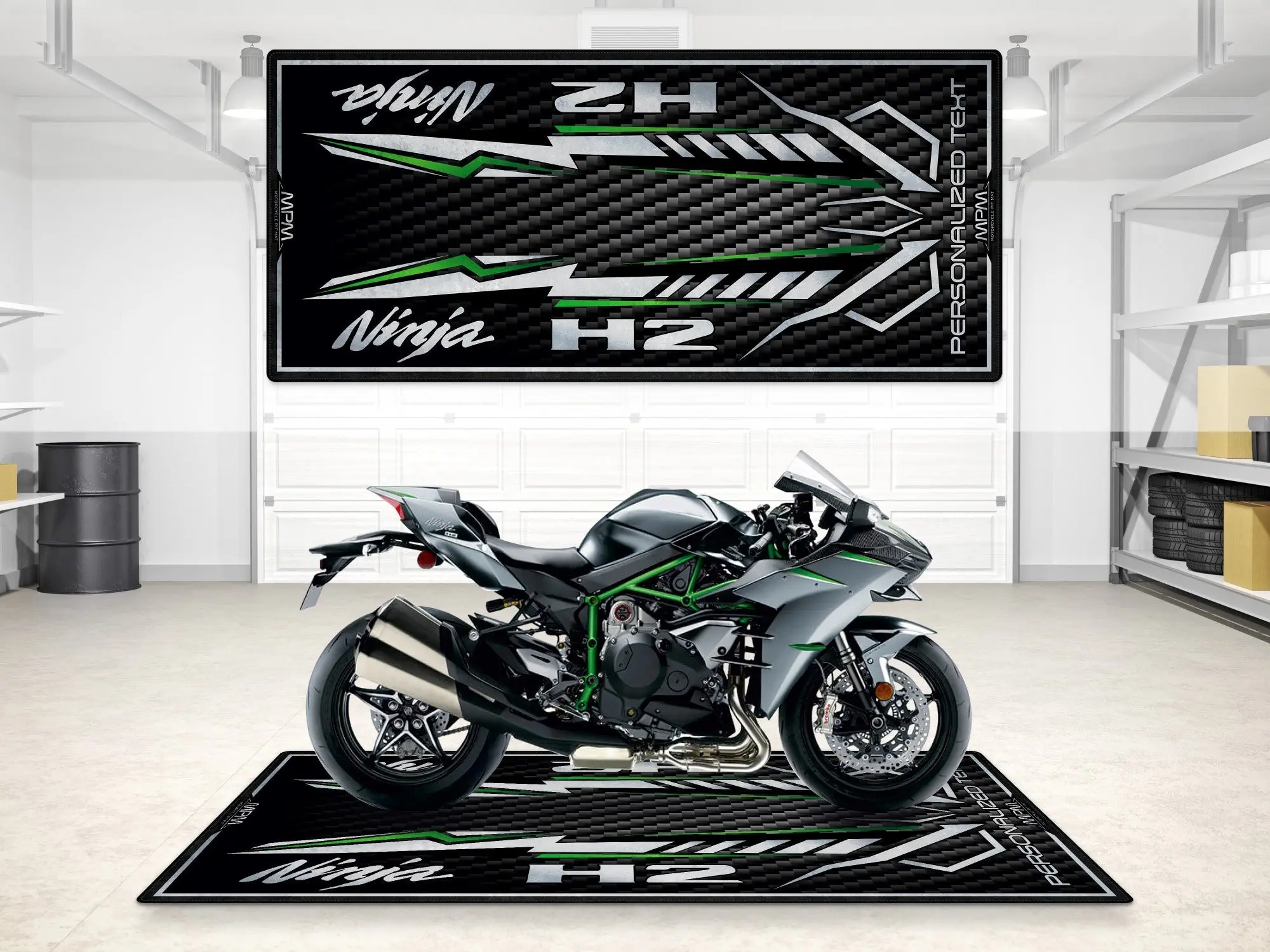Designed Pit Mat for Kawasaki Ninja H2 Carbon Motorcycle - MM7406 - Image 3