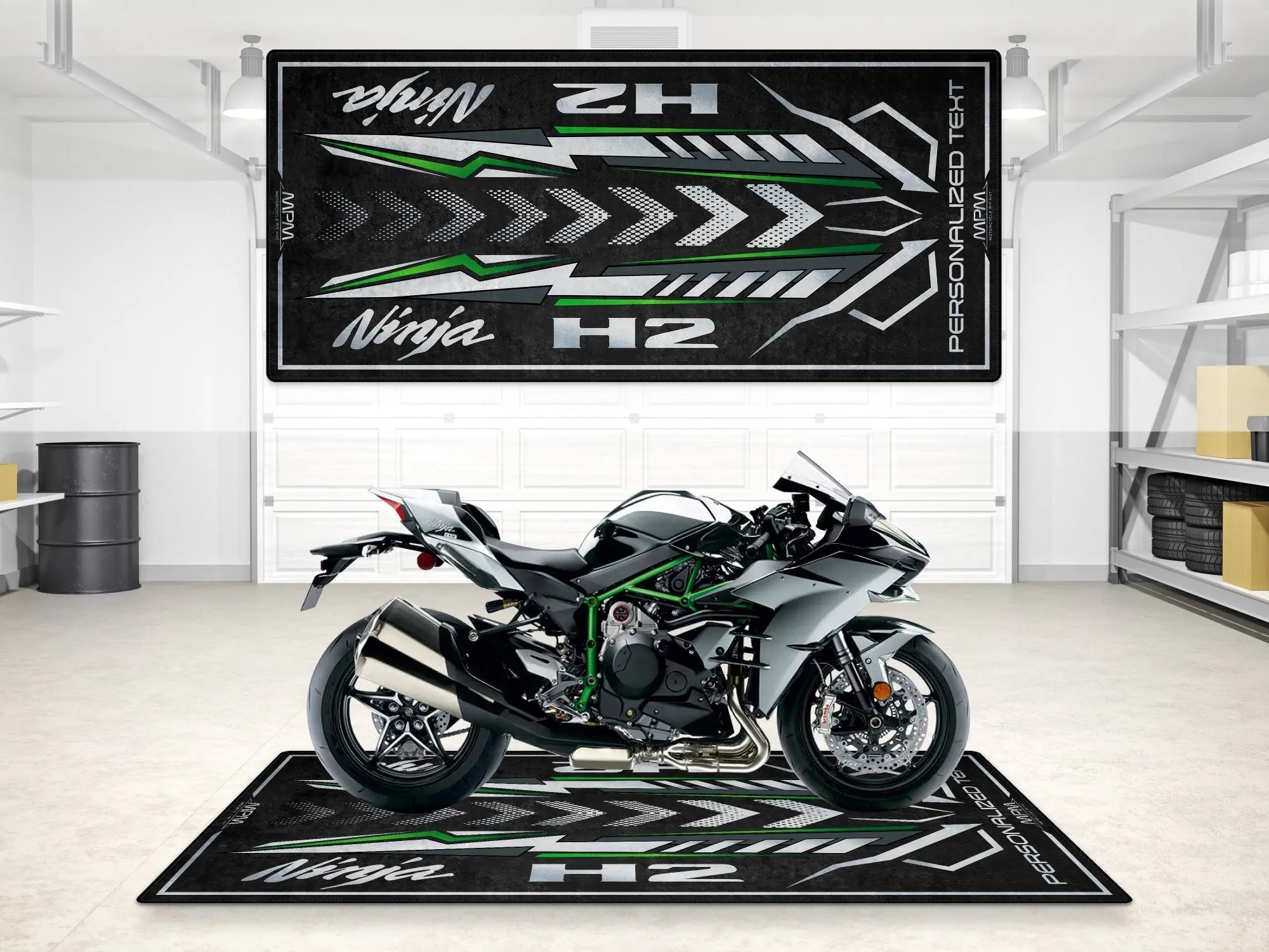 Designed Pit Mat for Kawasaki Ninja H2 Motorcycle - MM7405 - Image 3
