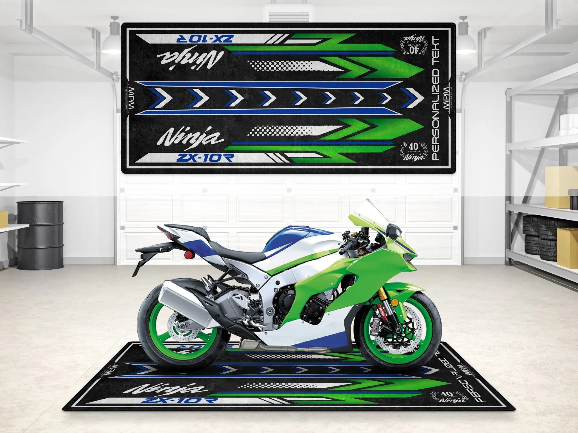 Designed Pit Mat for Kawasaki Ninja ZX-10R 40th Anniversary Motorcycle - MM7400 - Image 3