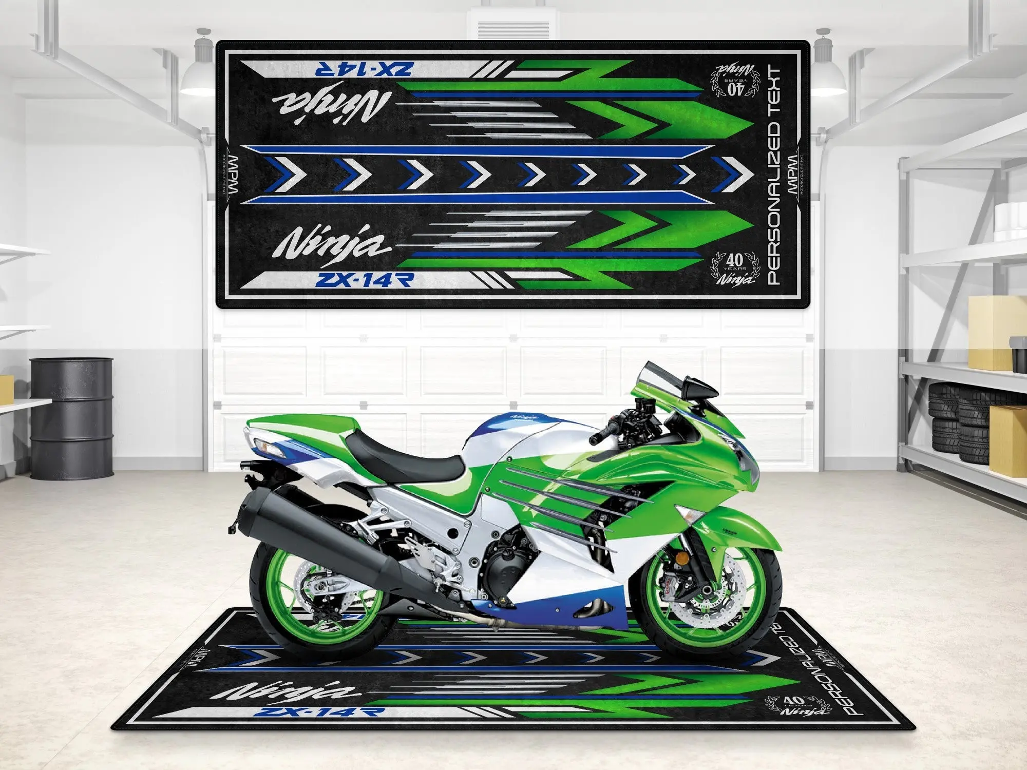 Designed Pit Mat for Kawasaki Ninja ZX-14R 40th Anniversary Motorcycle - MM7402 - Image 3