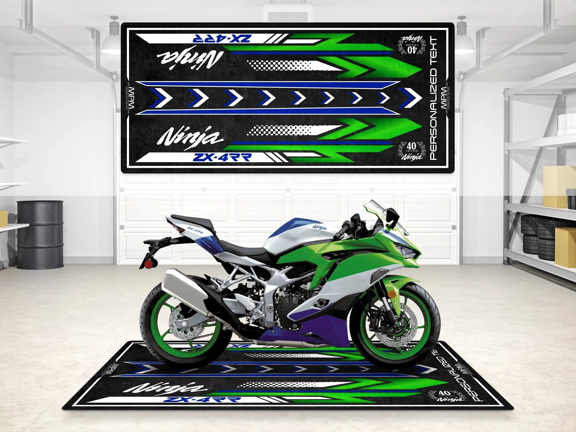 Designed Pit Mat for Kawasaki Ninja ZX-4RR 40th Anniversary Motorcycle - MM7394 - Image 3
