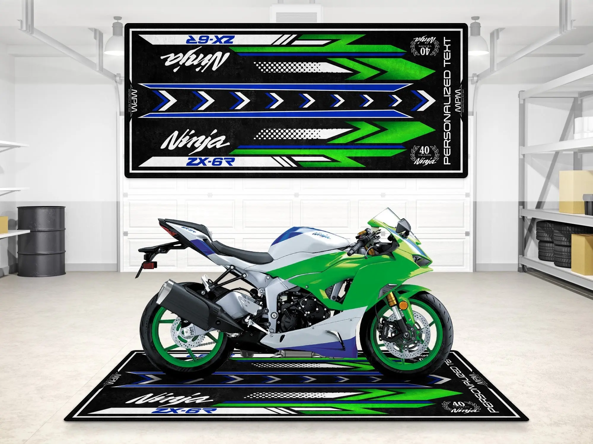 Designed Pit Mat for Kawasaki Ninja ZX-6R 40th Anniversary Motorcycle - MM7397 - Image 3