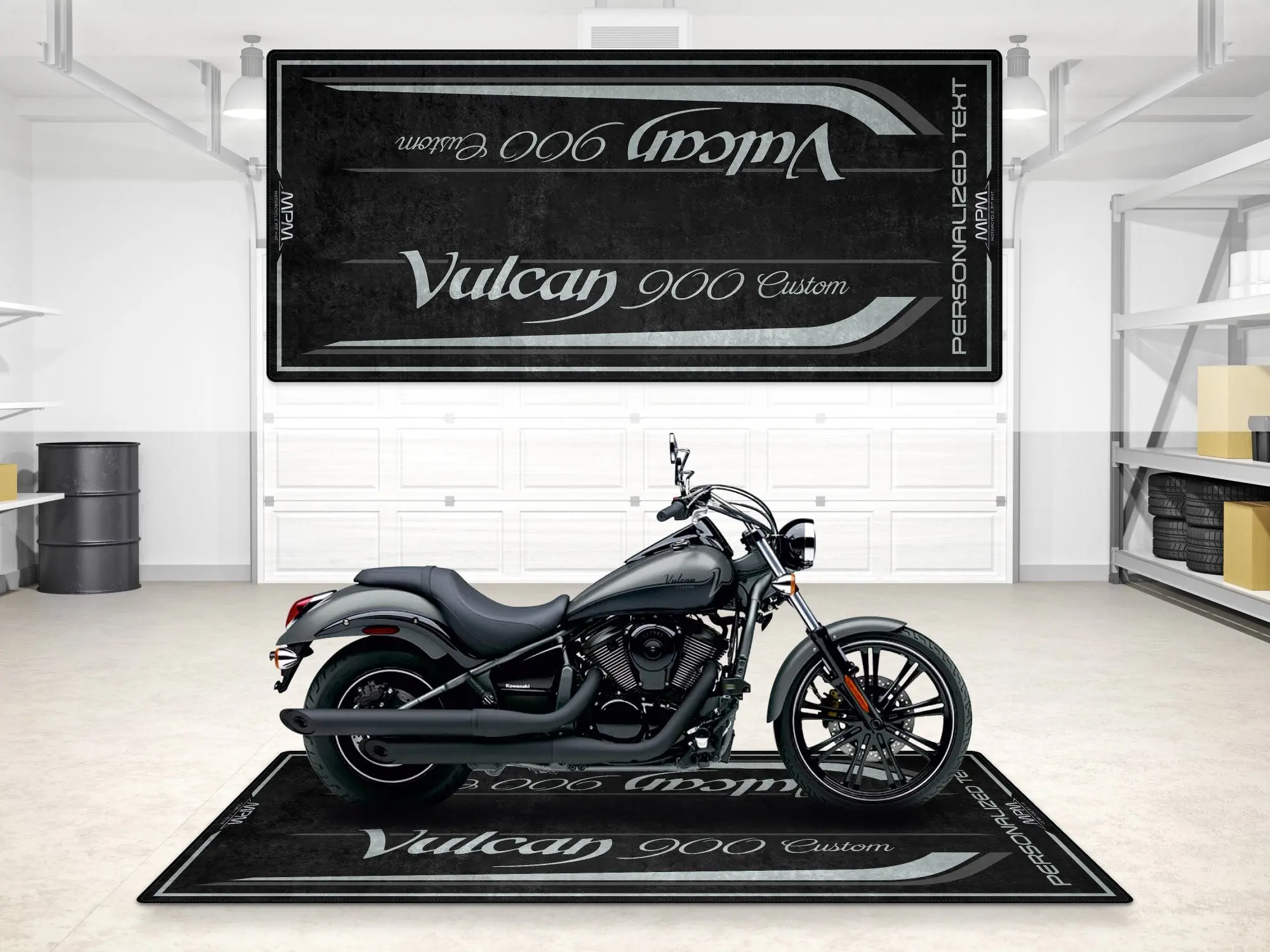 Designed Pit Mat for Kawasaki Vulcan 900 Custom Motorcycle - MM7427 - Image 3