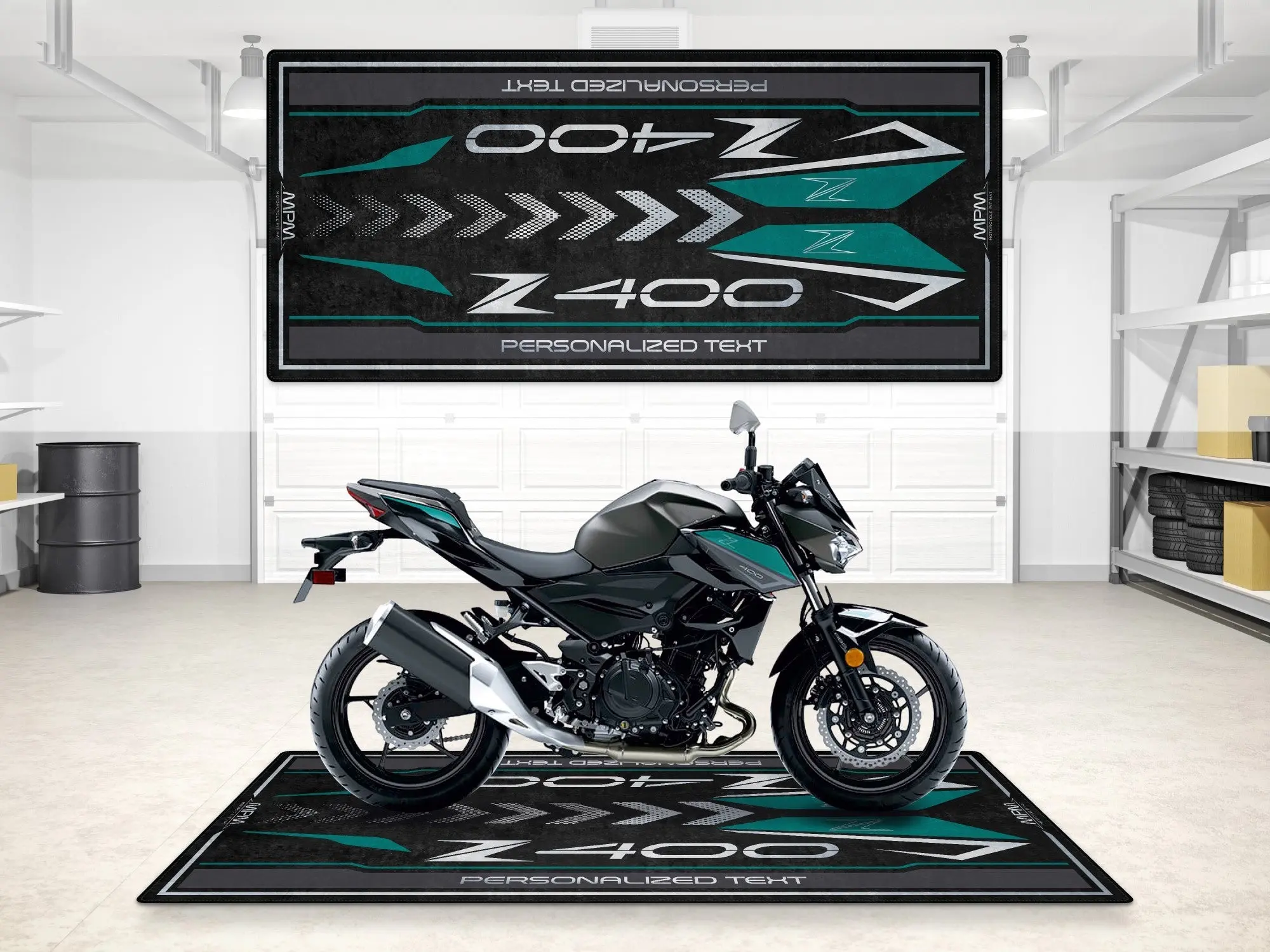 Designed Pit Mat for Kawasaki Z400 Motorcycle - MM7410 - Image 3