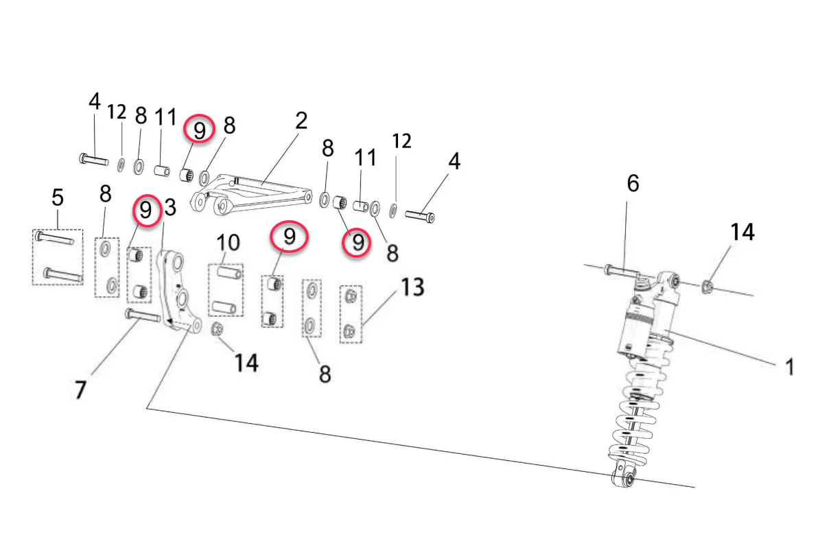 DirtyBike Bearing Kit Suspension Linkage Surron LBX - Image 2