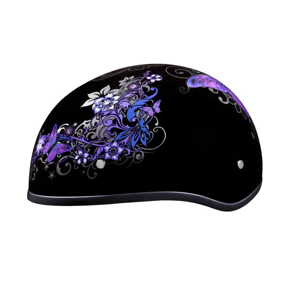 DOT Approved Daytona Motorcycle Half Face Helmet - Skull Cap Graphics for Men & Women, Scooters, ATVs, UTVs & Choppers - W/ Butterfly - Image 2